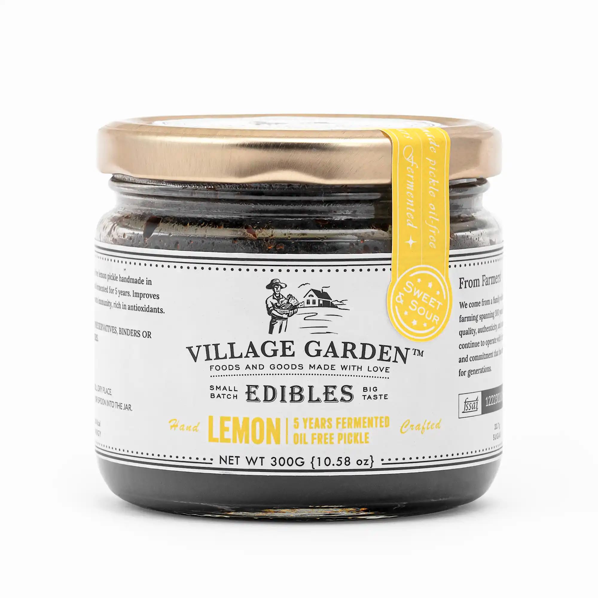 Village Garden Sweet & Sour Lemon Pickle | 3 years fermented - 300 gms | (Pack of 2)