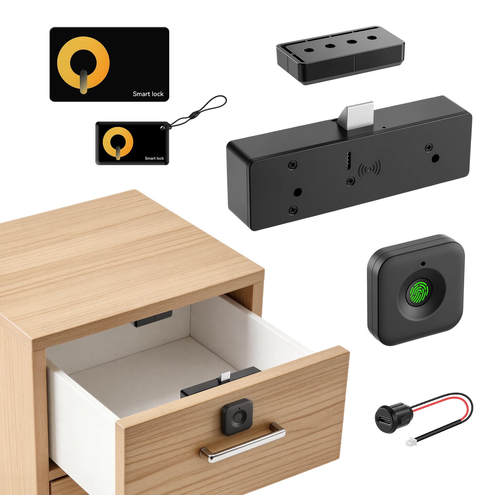 MYPIN Fingerprint Cabinet Lock Keyless Drawer Lock with USB Backup