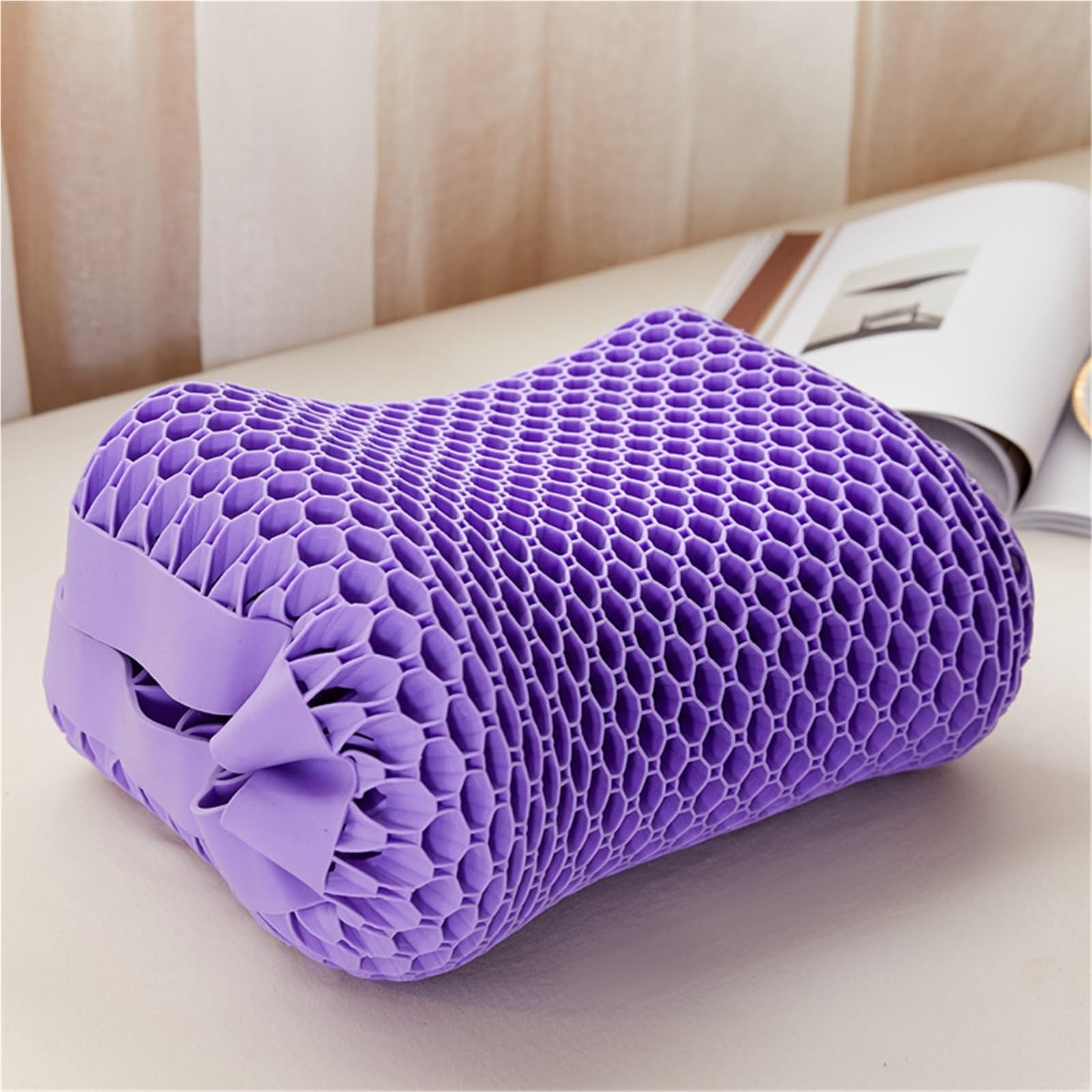 Oreiller en Latex, Oreiller en pectine gelée Lavable Gel nid d'abeille Violet,pour Le Confort et Le Soutien(38 * 25 * 5)