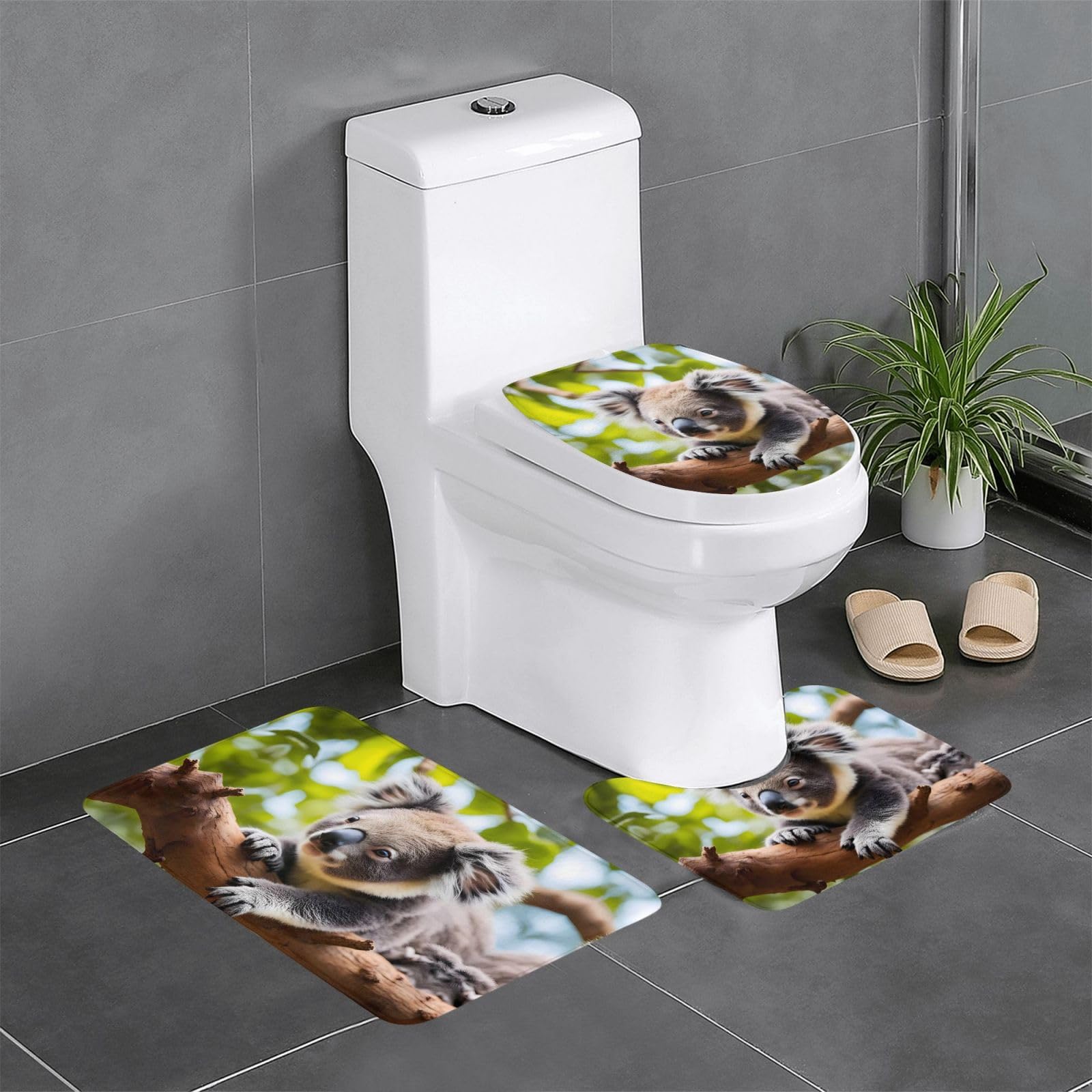 Tapis de salle de bain antidérapants anti-glisse lot de 3 avec contour WC
