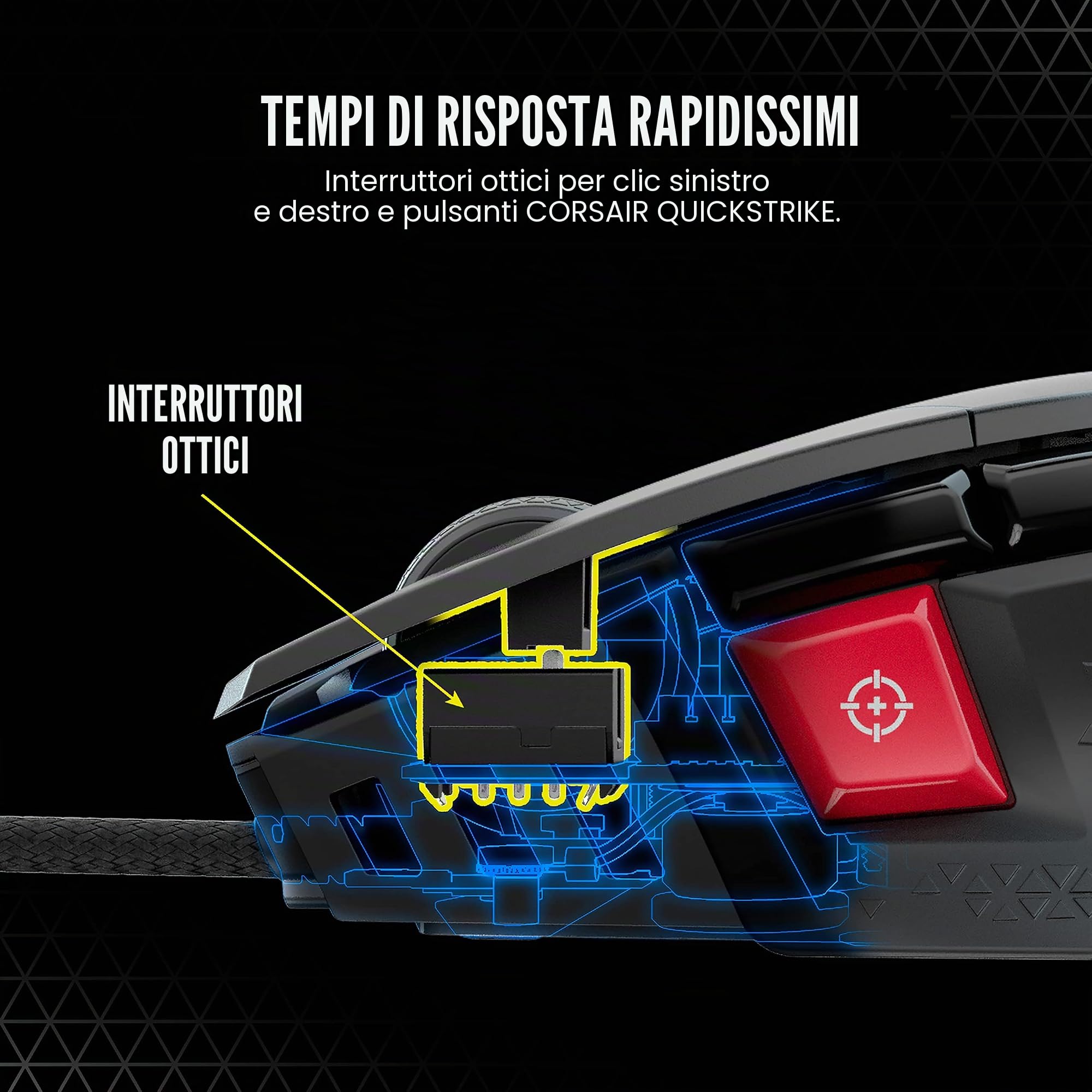 Corsair M65 RGB Ultra Tunable FPS Gaming Mouse Marksman Sensore ottico 26.000 DPI, interruttori ottici, tecnologia di iperelaborazione AXON, controllo Fusion Sensor, sistema di peso sintonizzabile -