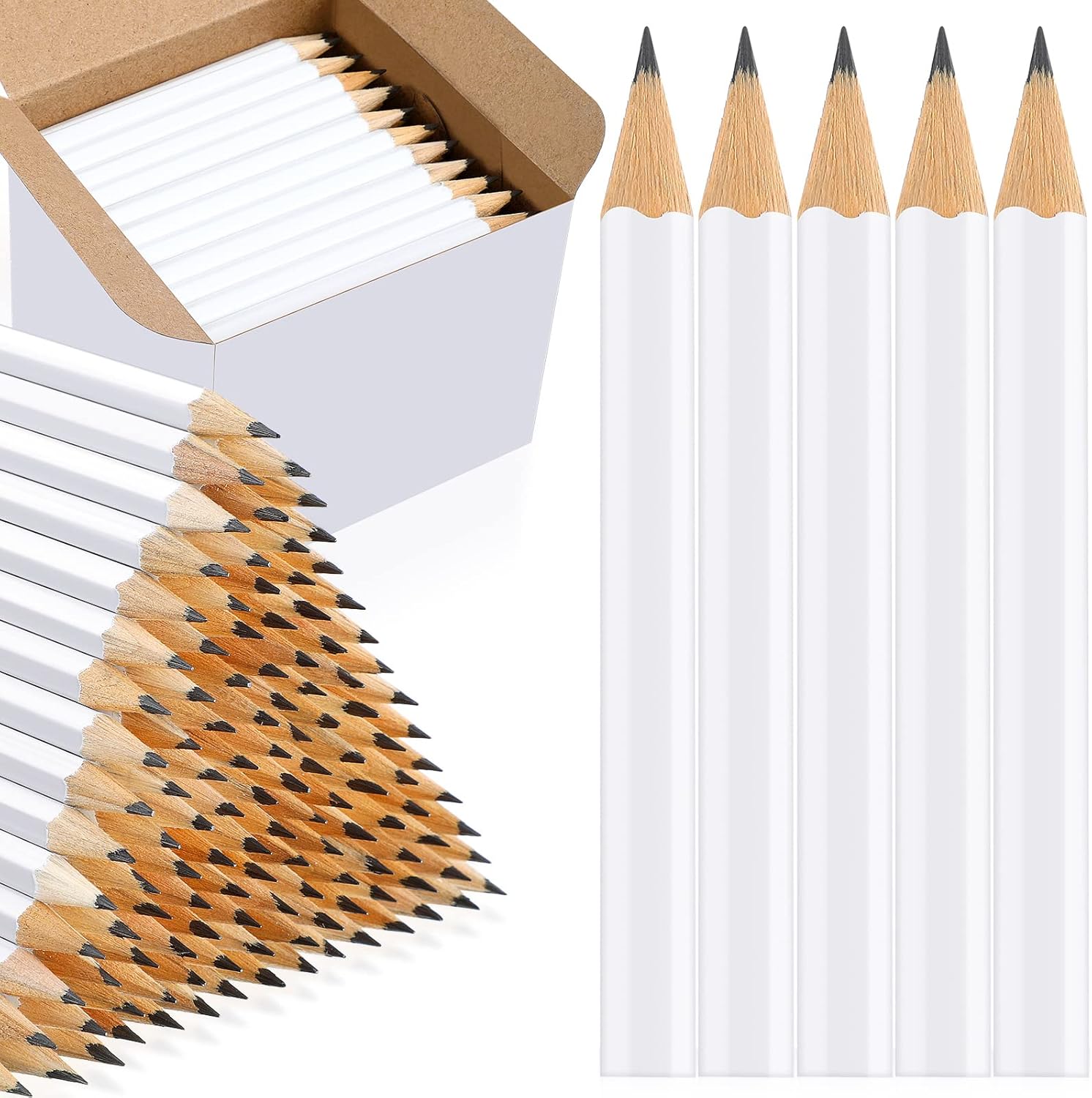 Crtiin 1152 Pcs Golf Pencils Bulk No. 2 HB Short Pre Sharpened Pencils for Classroom Office Supplies, 4 Inch(White)