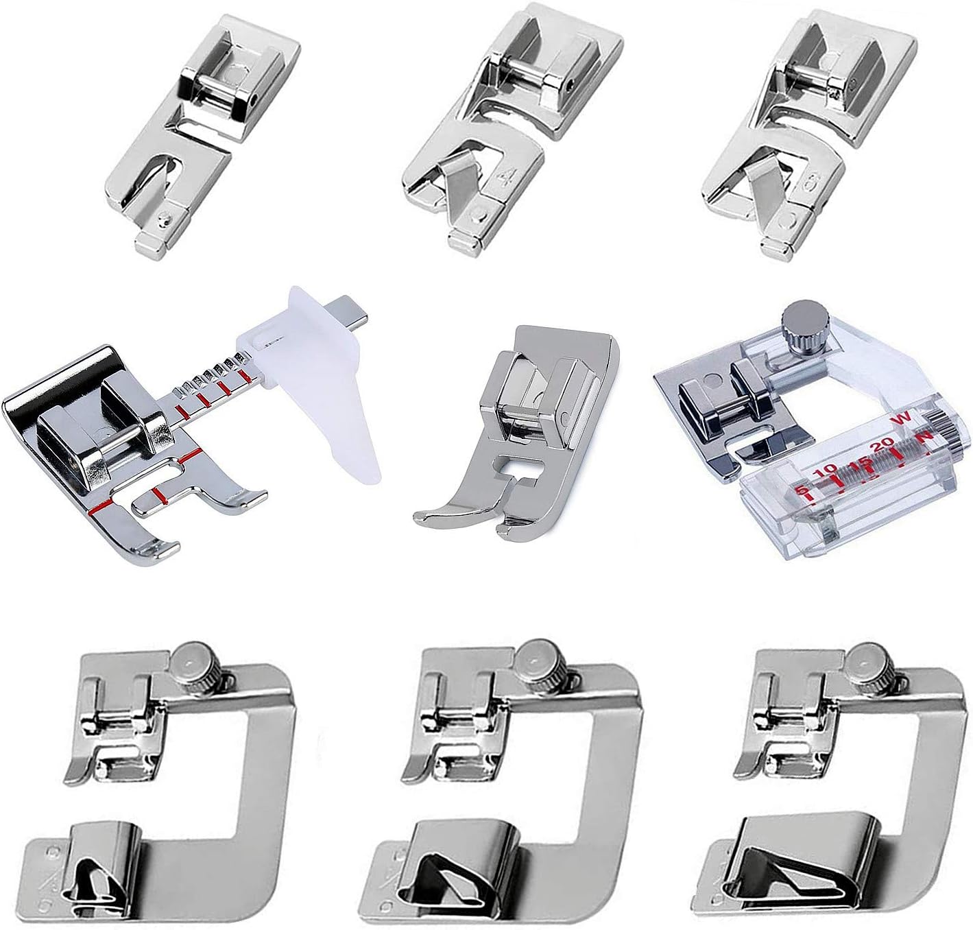 Fbshicung 9Pcs Sewing Machine Feet Set Includes 3pcs Narrow