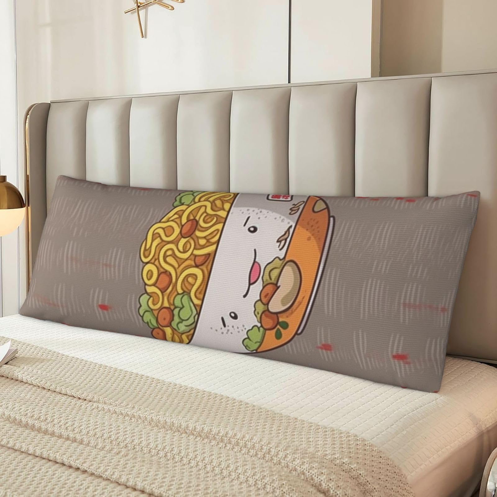 Egg Cup Noodle Ramen Body Pillow Cover with Hidden Zipper 54"X20",Ultra Soft Microfiber Long Pillow Case Decorative Bedding Pillowcase Cushion Cover Cases for Bedroom Couch Sofa,Home Gifts