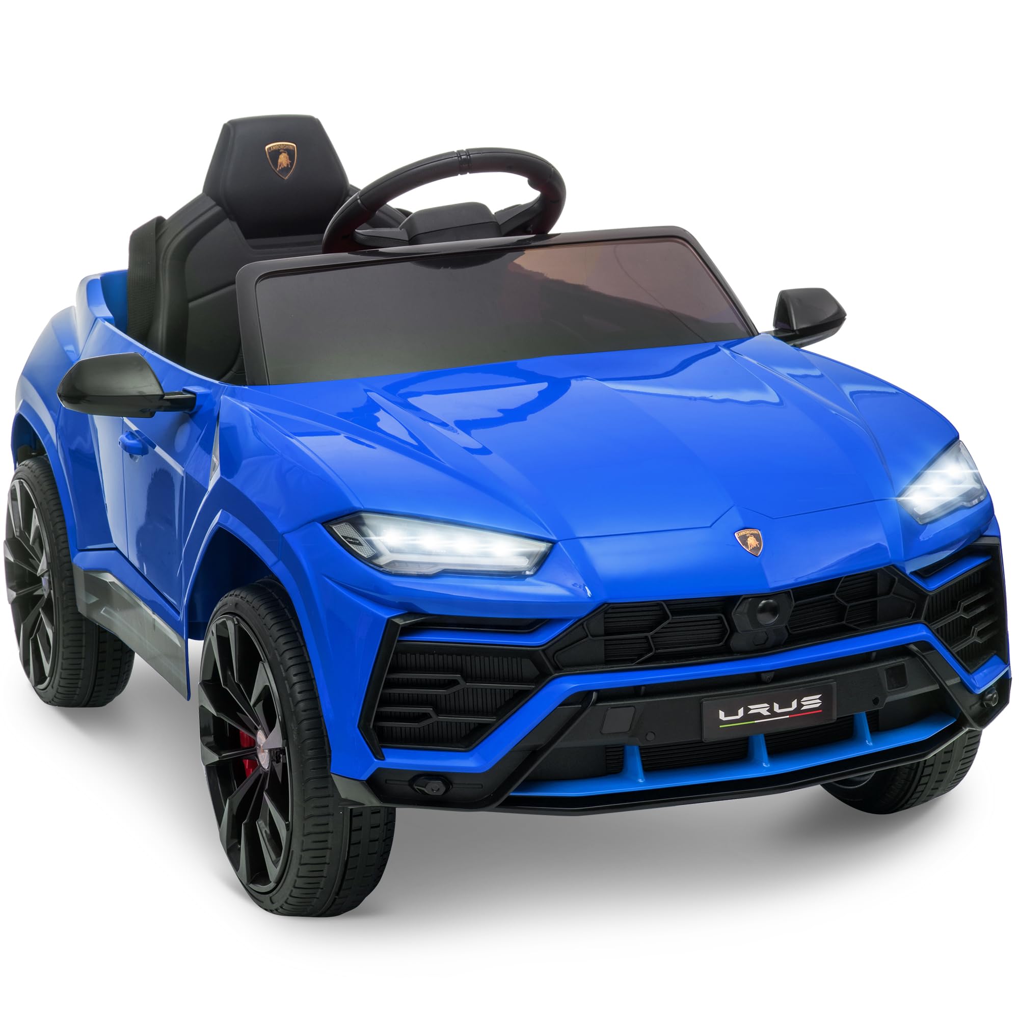 ENYOPRO 12V Licensed Lamborghini Urus Ride On Car, Electric SUV Car Power Wheel Toy w/Parent Remote Control, Music Player, FM Radio, LED Headlights, Soft Start, 2.5MPH Max Speed for Kids (Blue)