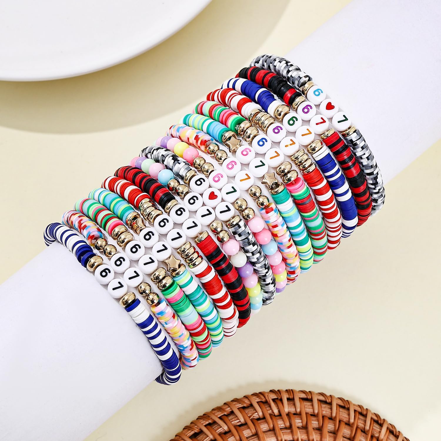 Six Seven Bracelets Funny Six Seven 67 Bracelet for Men Women Funny 67 Meme Bracelets :A Birthday, Valentine's Day, Easter, Christmas Stocking Stuffer Gift for Tweens & Teens 16 Pcs