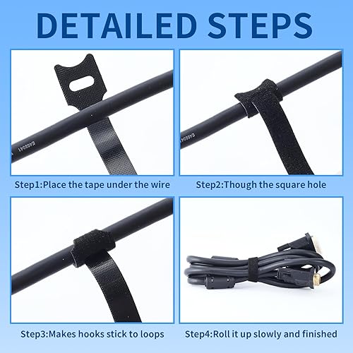 Miniatura 5 de 70 bridas para cables de 6 pulgadas, reutilizables, ajustables, organizadores de cables, correas de cable, envolturas de cables y correas de gancho