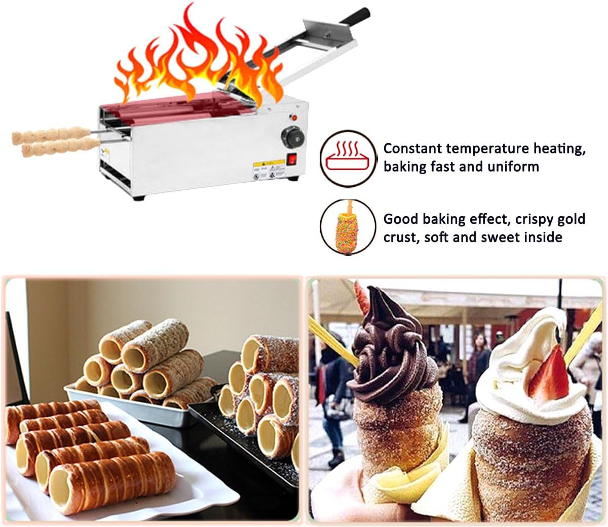 Commercial and home use chimney cake oven.