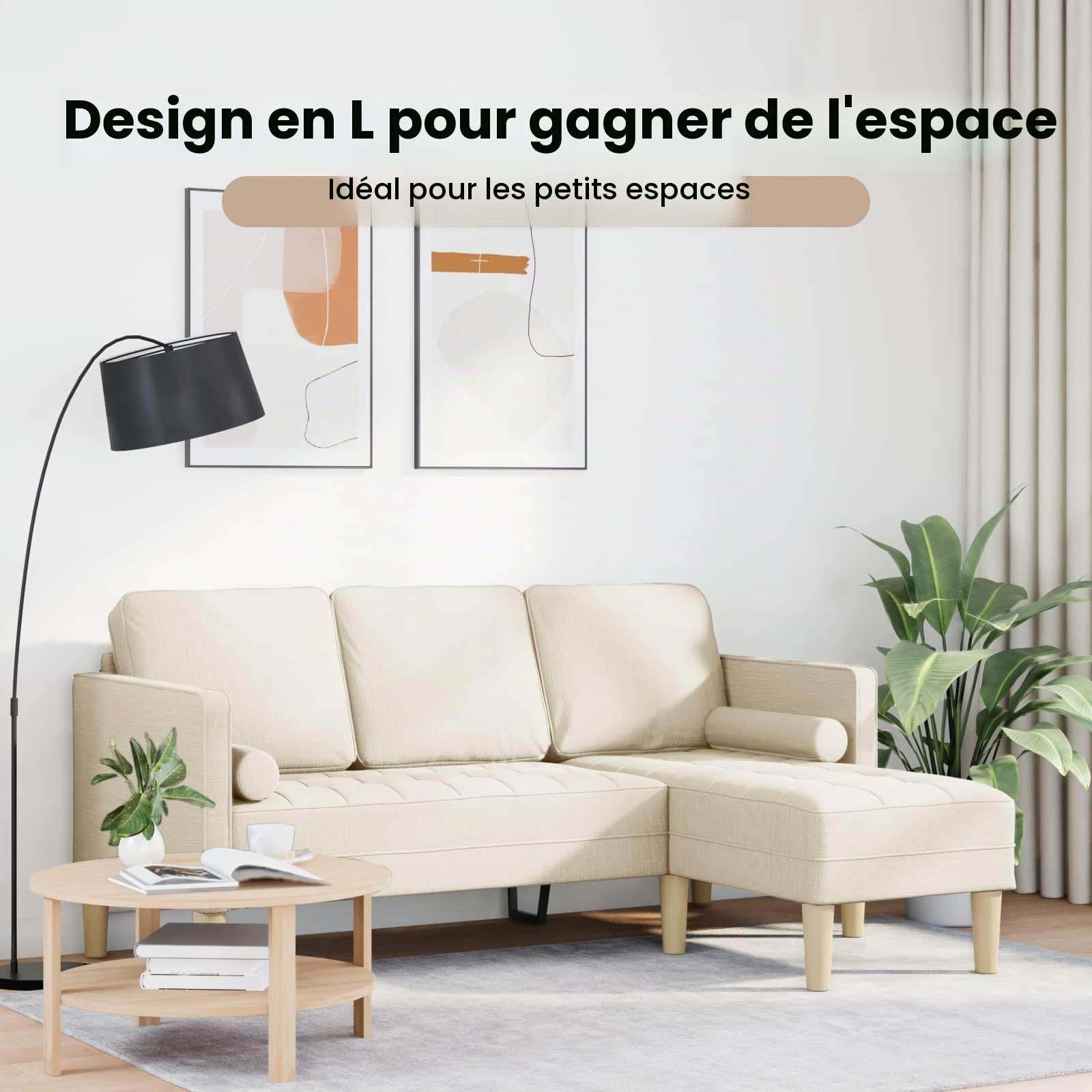 vidaXL Ensemble de Canapés avec Coussin Lin Polyester, Canapé Modulable Chic, Assises Confortables, Design Rectangulaire Moderne, Mobilier Salon Polyvalent