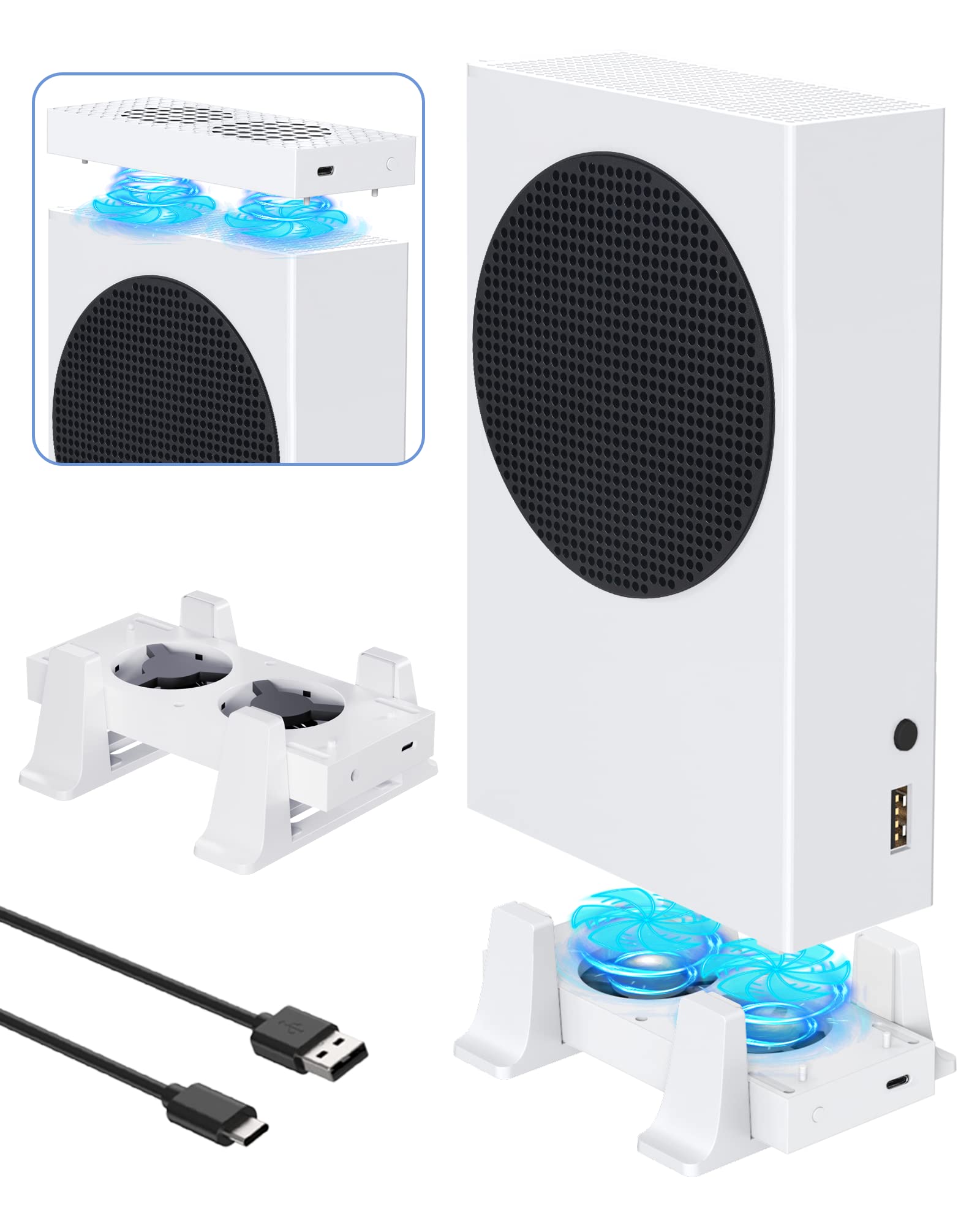 Cooling Stand with Fan for Xbox Series S - ZAONOOL Fan Cooling System - Cooler Fan with 3