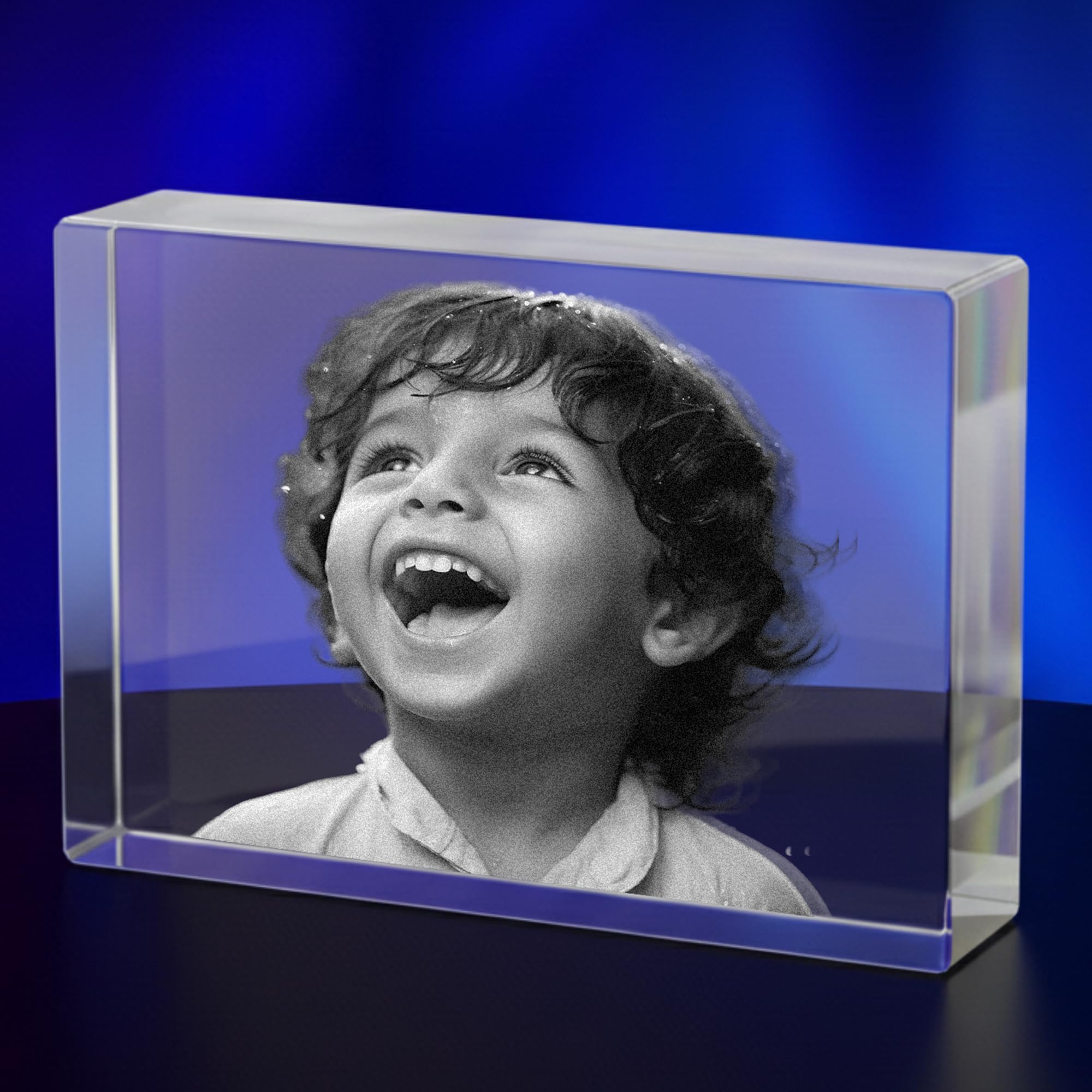 Print Maniacs 3D Crystal Photo Frame, Personalised Crystal Picture Frame, Romantic Customised Anniversary Birthday Gifts For Men, Him, Mom, Dad, Couple, Wedding Memorial Gifts for Boyfriend Girlfriend