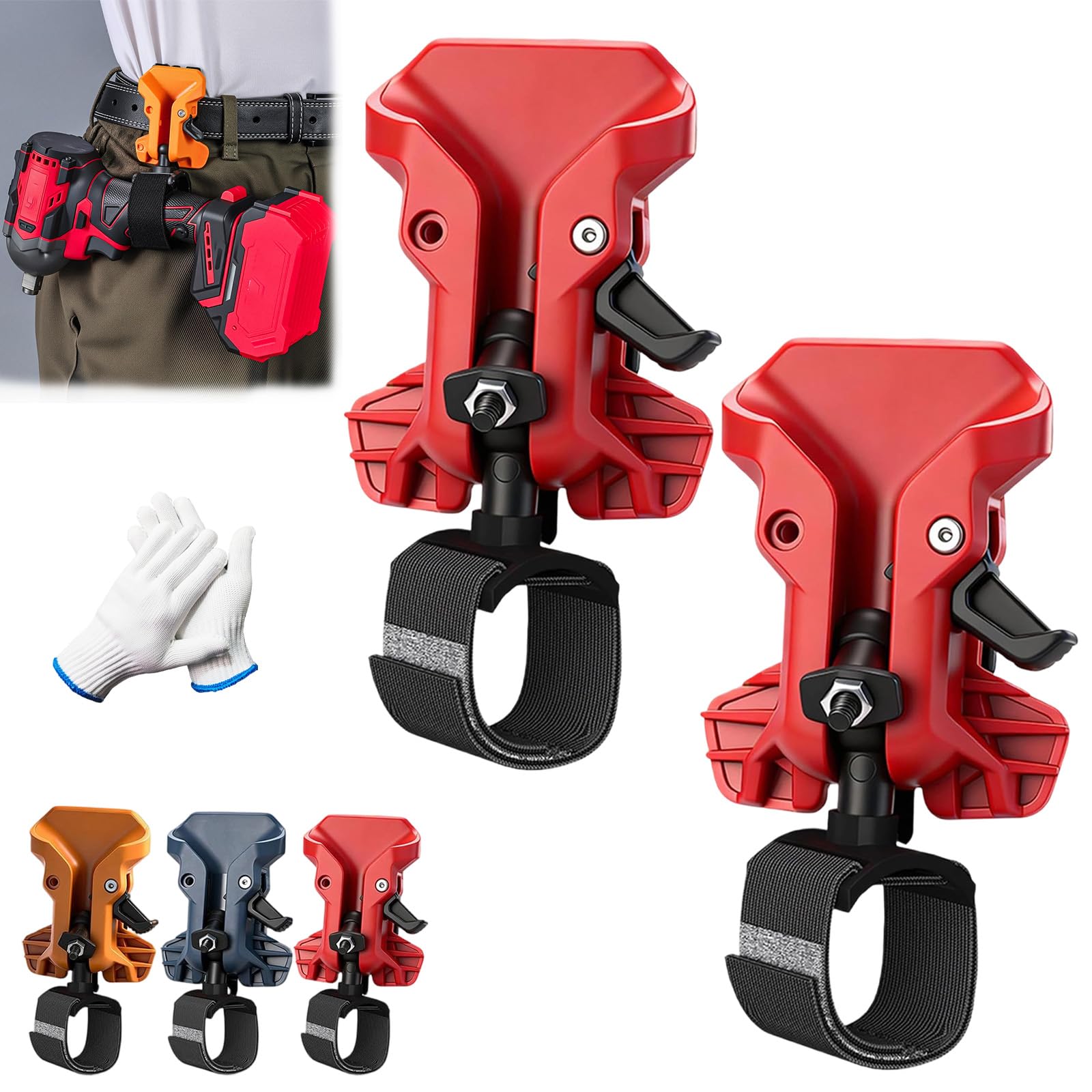 Portable Self-Locking Power Tool Holster, Drill Holster for Belt, Versatile Compatibility Tool Holster Clip Made from High-Strength ABS for Electrician Carpenter Plumber Technician (2PC-A)