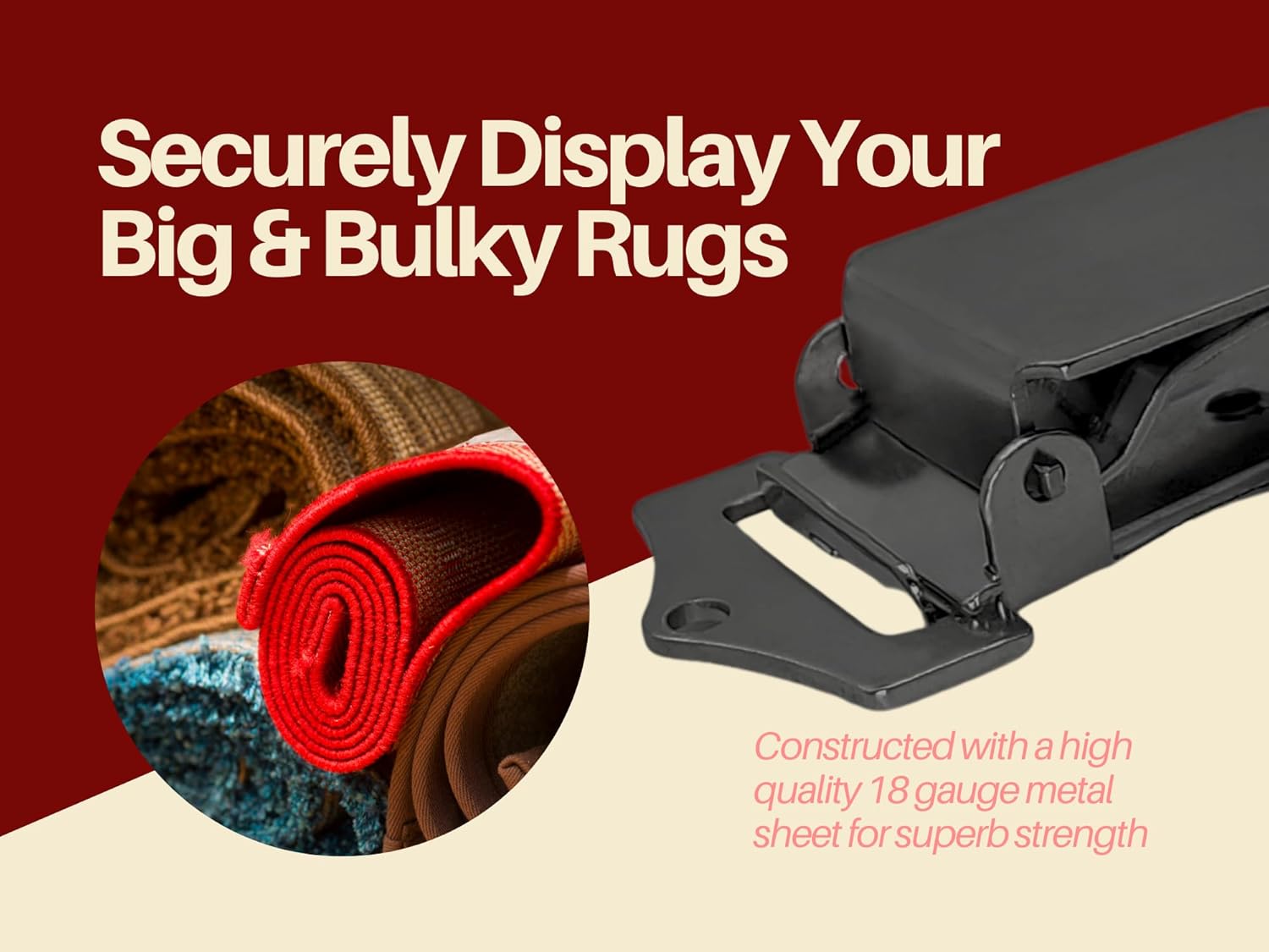 Wall Clips Matte Black for Hanging Rugs and Animal Hides (Pack of 6) Rug Grippers/Clips/Hangers