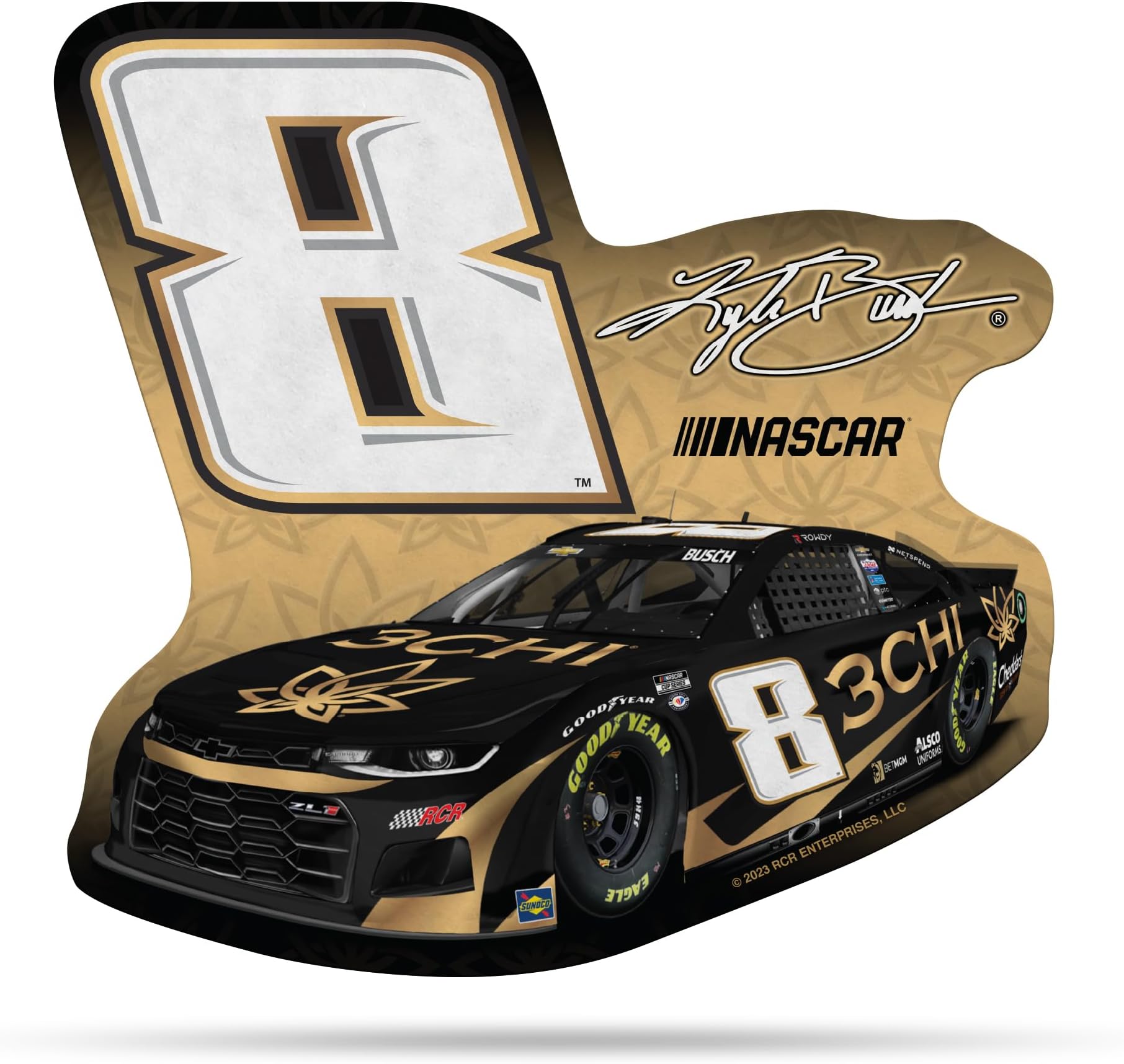 Rico Industires NASCAR Auto Racing Kyle Busch #8 Cheddar's Kitchen Shape Cut Pennant - Home and Living Room Décor - Soft Felt EZ to Hang