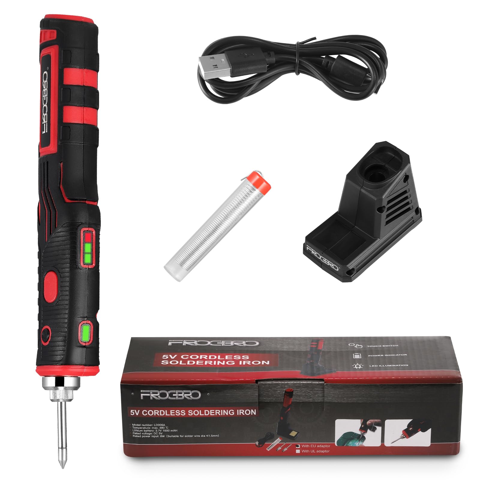 Set saldatore a batteria senza fili, LED, 11 W, 1800 mAh, riscaldamento rapido, stagno di saldatura, punte, ideale per principianti e professionisti