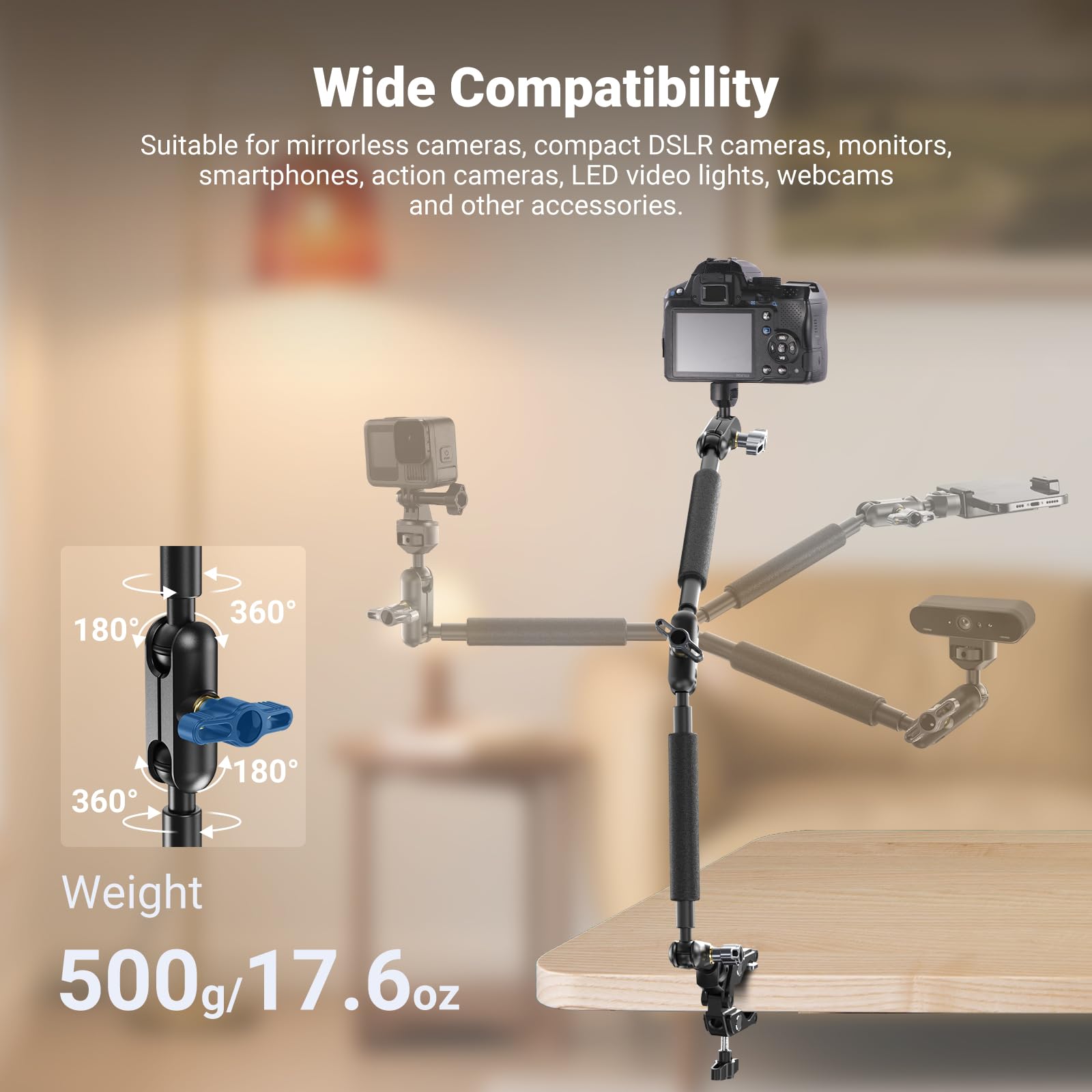 Hslyee Clip voor mobiele telefoon, luiaard, universele klem, zwanenhals