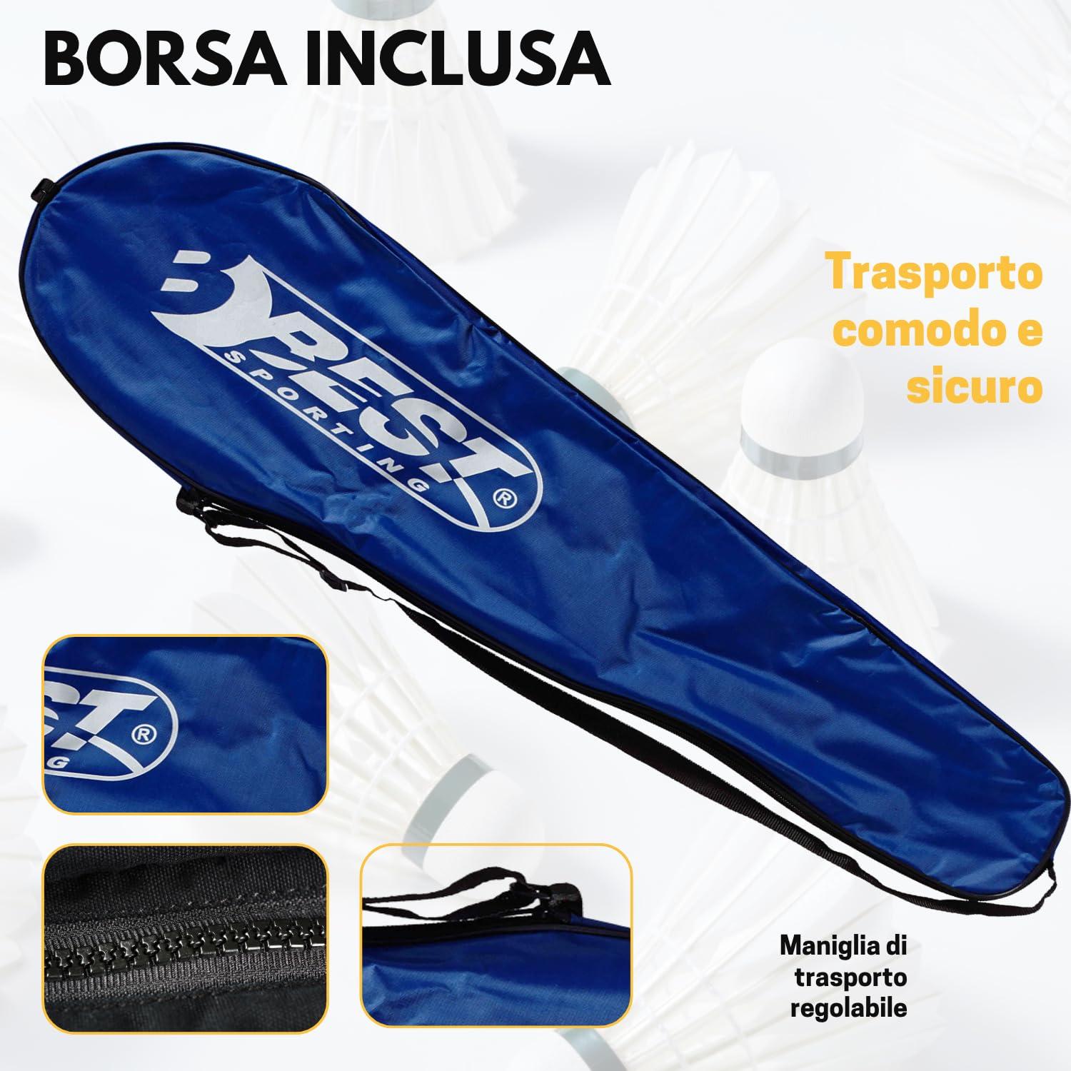 Best Sporting 200 XT Set de badminton, 2 Raquette de Badminton 3 balles Sac de transport inclus