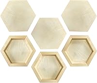 Cregugua 6-Pack 6x7" Unfinished Wooden Hexagon Panels - Blank Pine Wood Canvas for Paint Pouring, Acrylics & Crafts