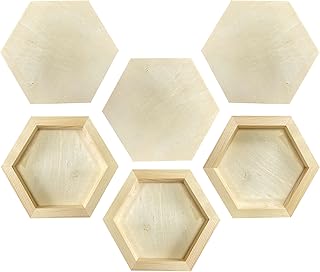 6 Pieces 6'' x 7'' Unfinished Wooden Hexagon Painting Panel Boards for Crafts, Blank Wood Canvas Panels for Pouring Art