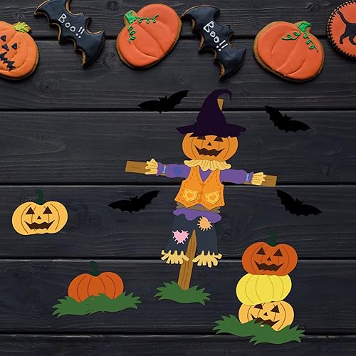 Miniatura 5 de GLOBLELAND Juego de troqueles de espantapájaros de calabaza, hojas de otoño, plantilla de estampado de girasol y cuervos, juego de troqueles de