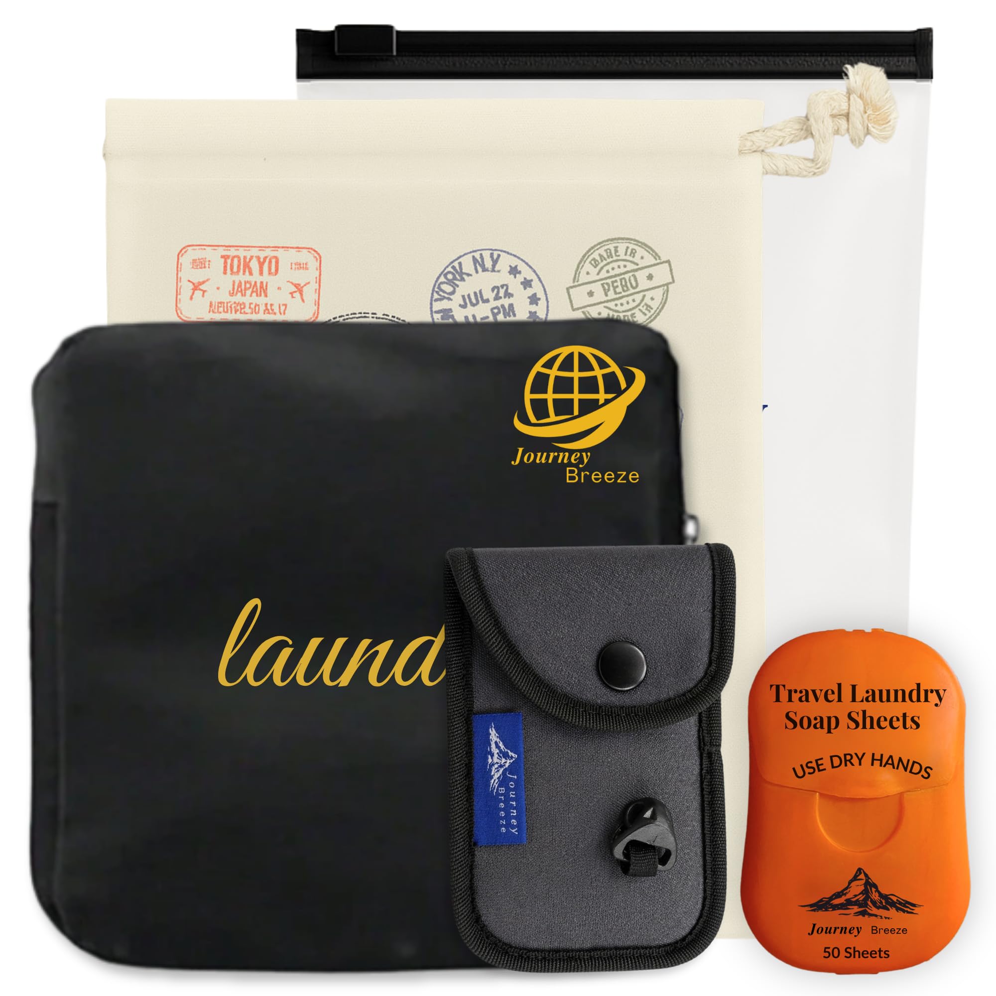 Travel Laundry Detergent Sheets with Laundry Bag and Strong Portable Clothesline – Laundry Detergent Sheets, Foldable Laundry Bag &amp; Travel Clothesline for Hotels, Cruises &amp; Trips