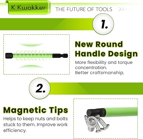 Miniatura 5 de TLEEP SAE - Juego de 10 brocas Allen de cabeza hexagonal de 14 pulgadas de largo, 564 a 516 pulgadas, puntas magnéticas, juego de puntas magnéticas