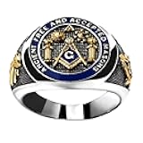 Ancient Free Accepted Scottish Rite Masonic Ring for Men, Titanium Steel Two-Tone AASR Freemason Jewelry