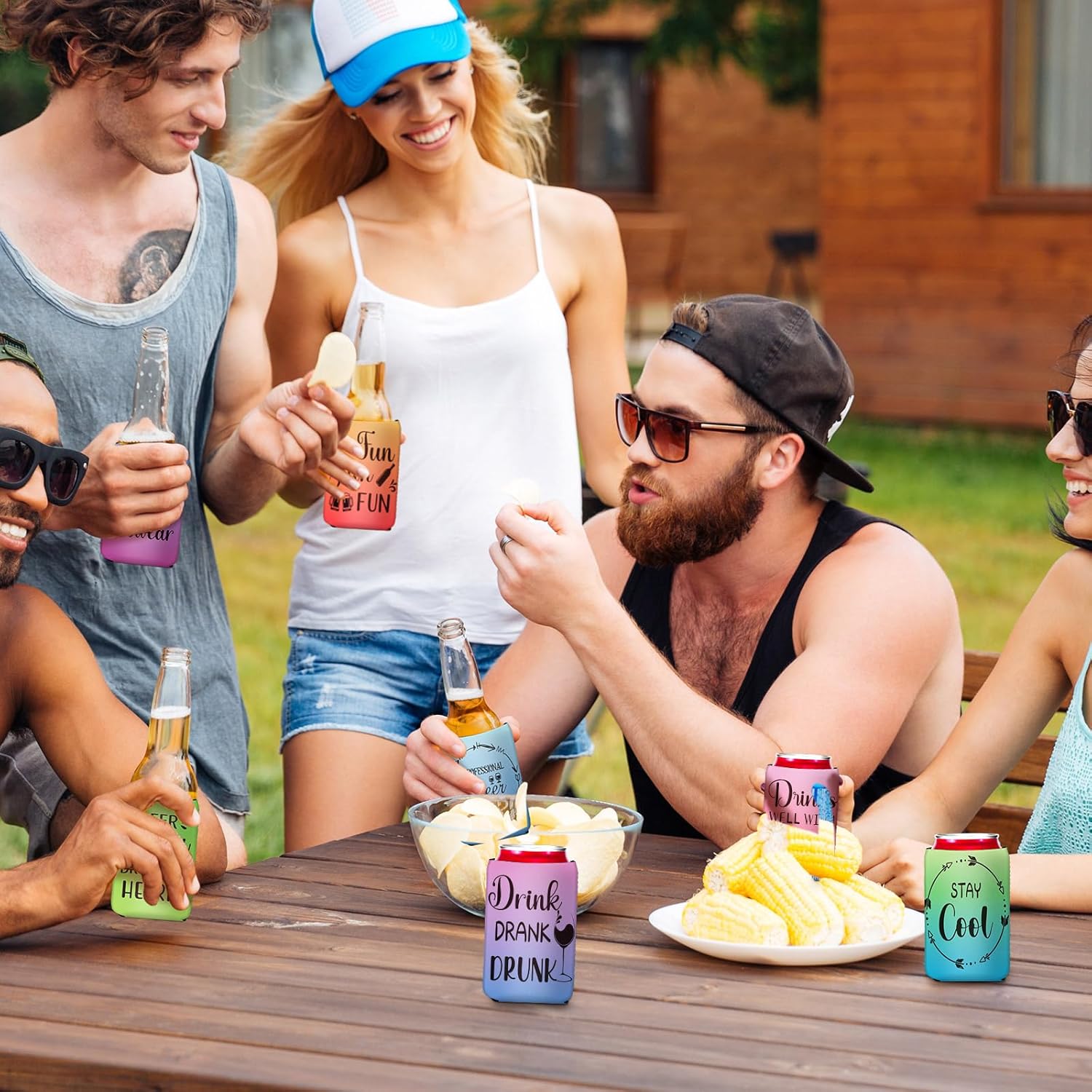 16 Pcs Funny Can Coolers Sleeves 12 oz Beer Can Cover Neoprene Insulated Bottle Soda Cover Coolers Bulk Collapsible Drink Sleeves for Beverages Soda Wedding Summer Events Party Favors - Image 6