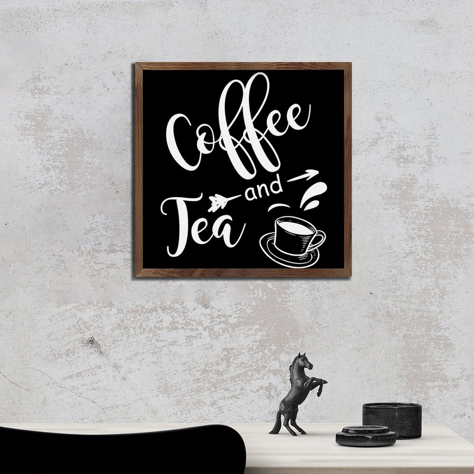 Targa in legno con scritta Tea Coffee, decorazione artistica da