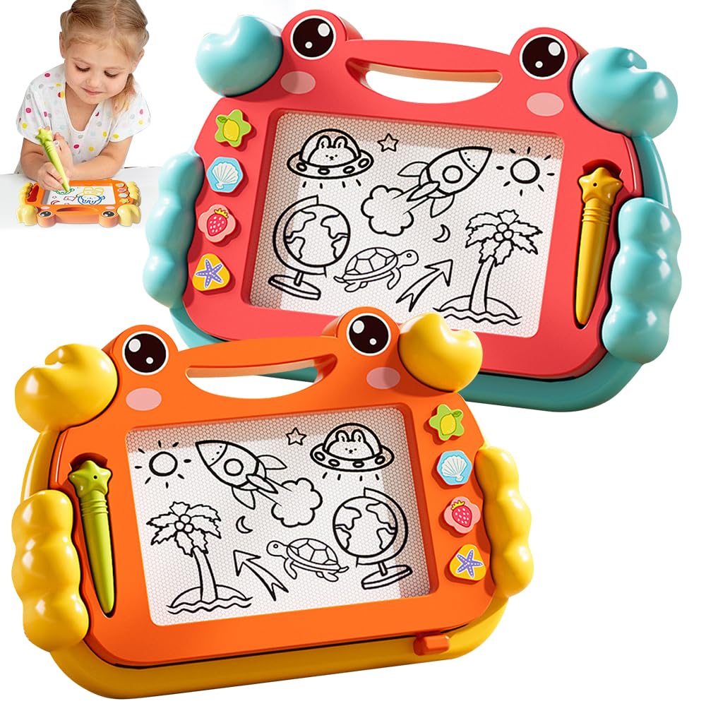 2pcs Magnetic Drawing Board, Magnet Doodle Board, Magic Scribbler Educational Learning Toy for Toddler Girls Boys 3 4 5 6 7 Year Old Kids, Gift Colorful Sketch Magnet Erasable Writing Pad