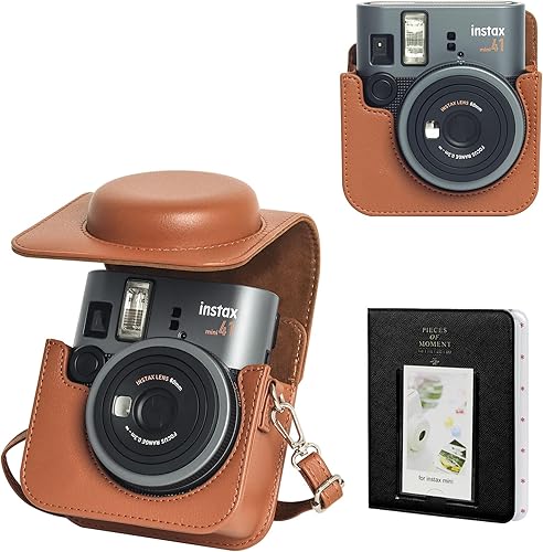 Miniatura 12 de WOGOZAN Mini 41 Funda protectora para cámara instantánea Fujifilm Instax Mini 41, funda de cuero PU retro para cámara Mini 41 con álbum de fotos
