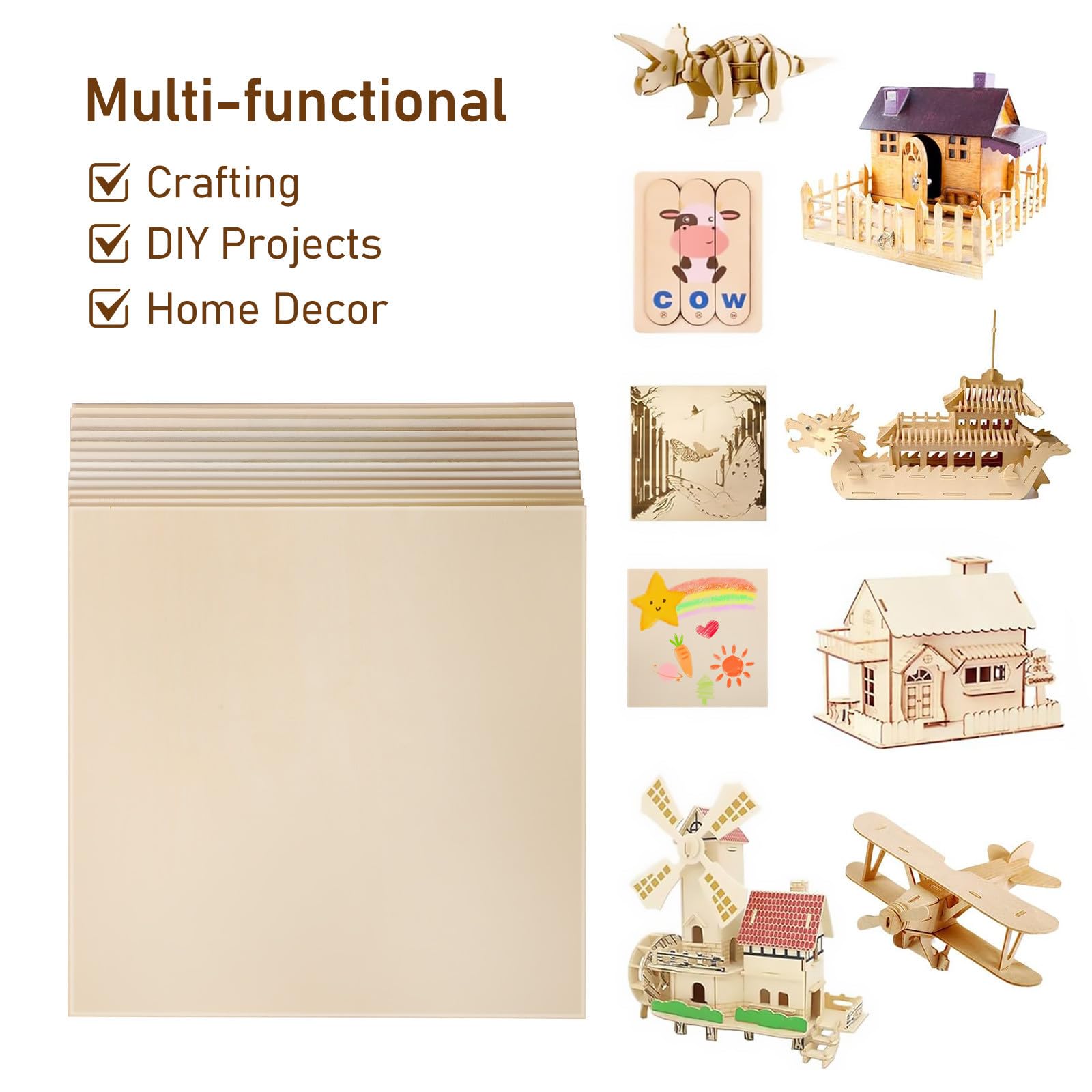 POPETPOP 12 Pezzi Quadrati di Legno Massello di Pioppo 30X30 CM Spessore 25 MM per Pittura e Incisione Fai da Te Pannelli Grezzi per Decorazioni Rustiche e Modellismo Artigianale