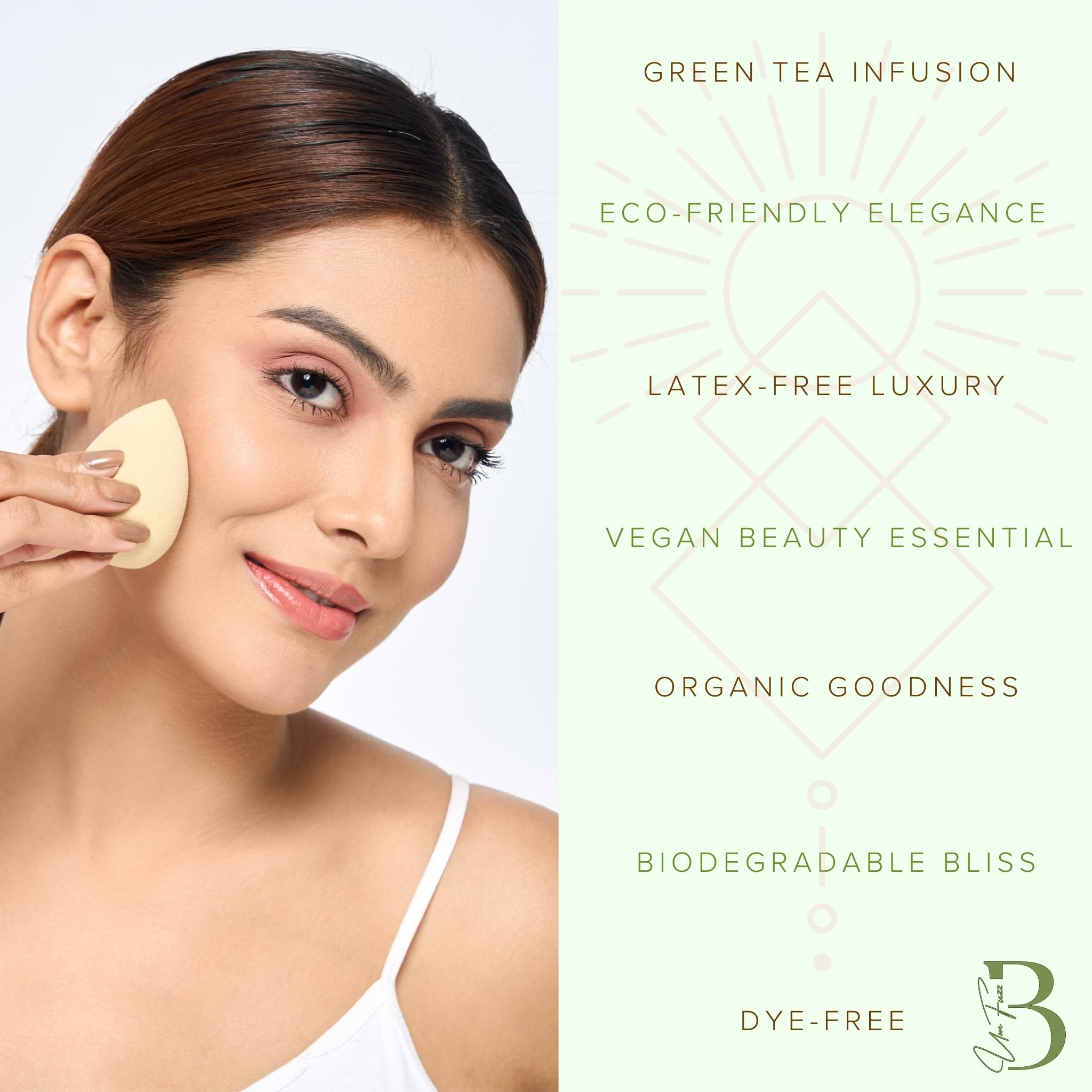 Green Tea Beauty Sponge 3-Pack – Plant-Based Latex-Free Makeup Blender