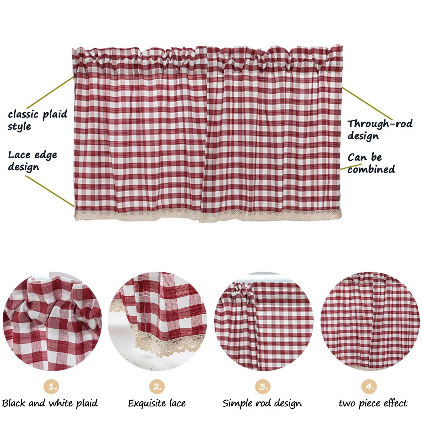 Generico A,W75xH60cm, Tenda da Cucina Ombra in Cotone E Lino Tenda da caffè Multifunzionale per Cucina Soggiorno Sala Pranzo Tende da Interni Confortevole Tende per La Decorazione