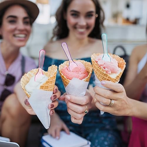 Miniatura 6 de Hiceeden 1000 cucharas de degustación de colores, mini cuchara de plástico desechable de 3 pulgadas, cucharas pequeñas de postre para helado para