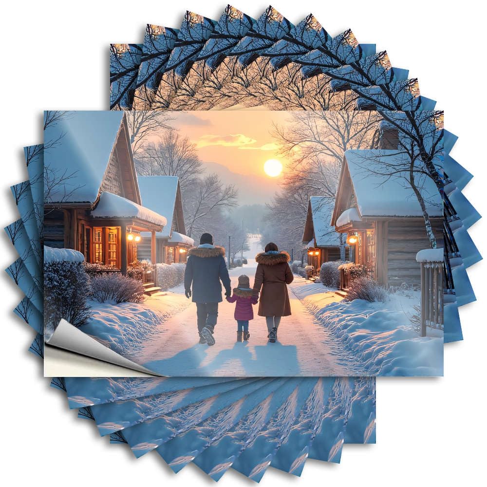 A Family Walks Down A Snowy Path As The Sun Sets. Western Quote | Men Stuff Waterproof Vinyl Hat Science Removable Decal Peel Stick(12X18CM)