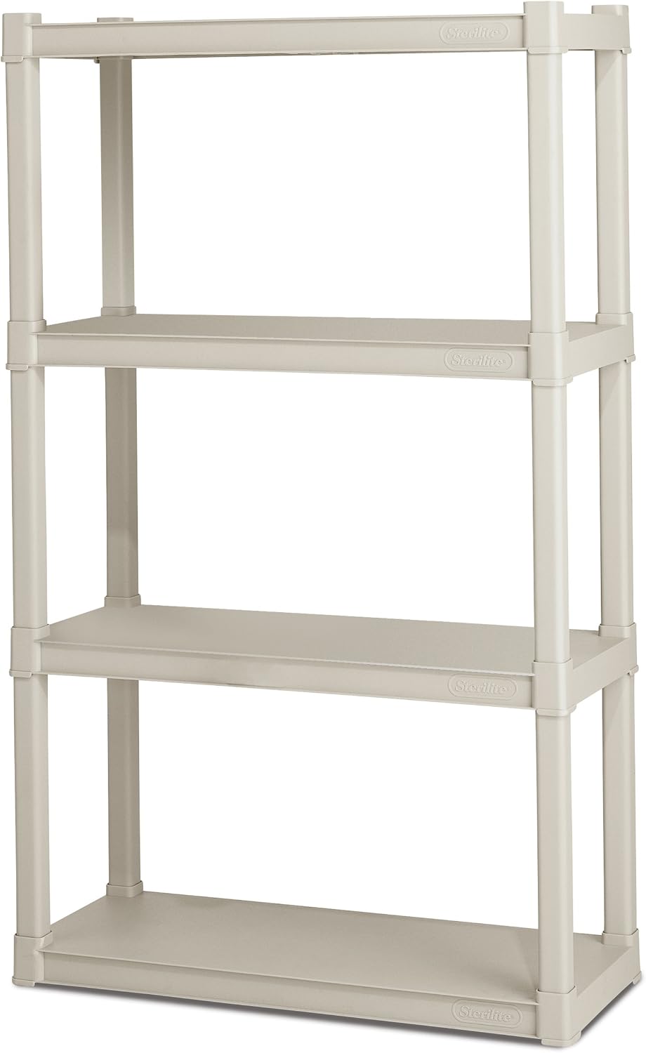 Sterilite 01648501 4-Shelf Unit with Light Platinum Shelves and Legs