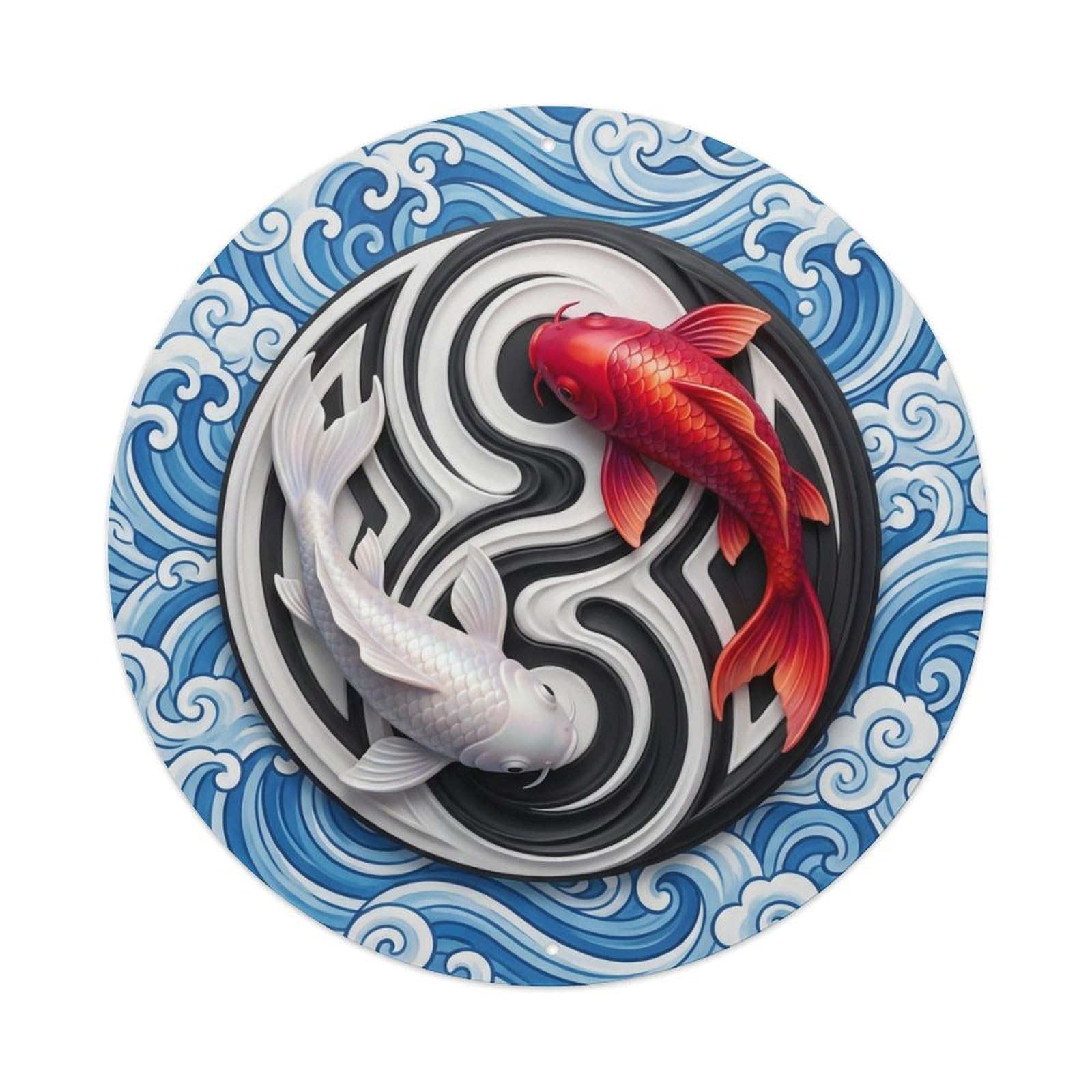 TaiChi Koi Fish Courage Strength Power Vitality Energy Metal sign
