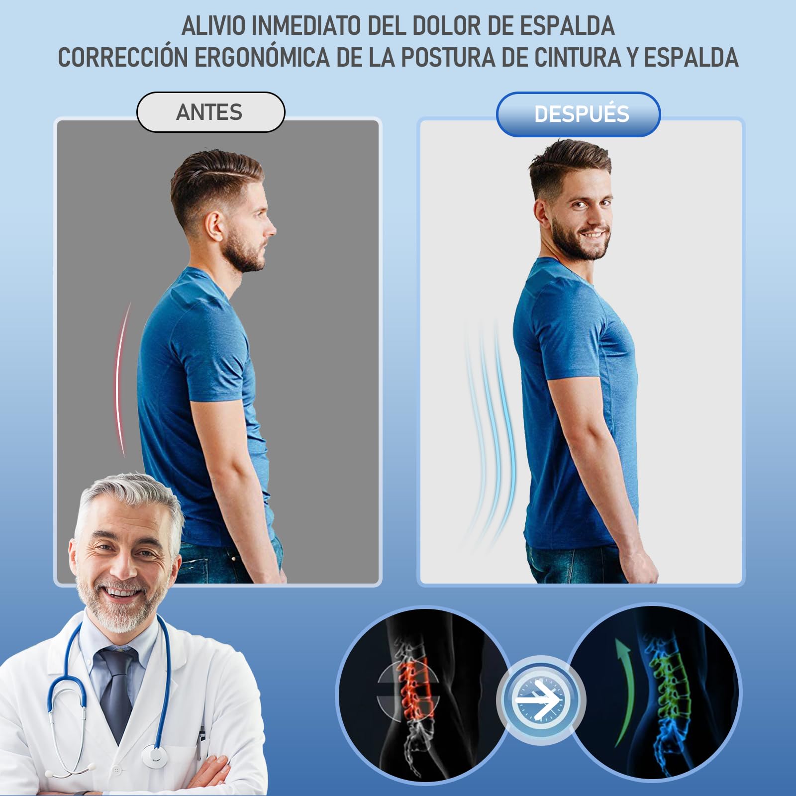 HLGO Faja Lumbar para Hombre y Mujer con Fuertes Soportes de Metal, Cinturón Lumbar con Cojín3D, para Aliviar el Dolor Lumbar, Ajustable, Cómodo, Malla Transpirable (134,5-152,5 cm)