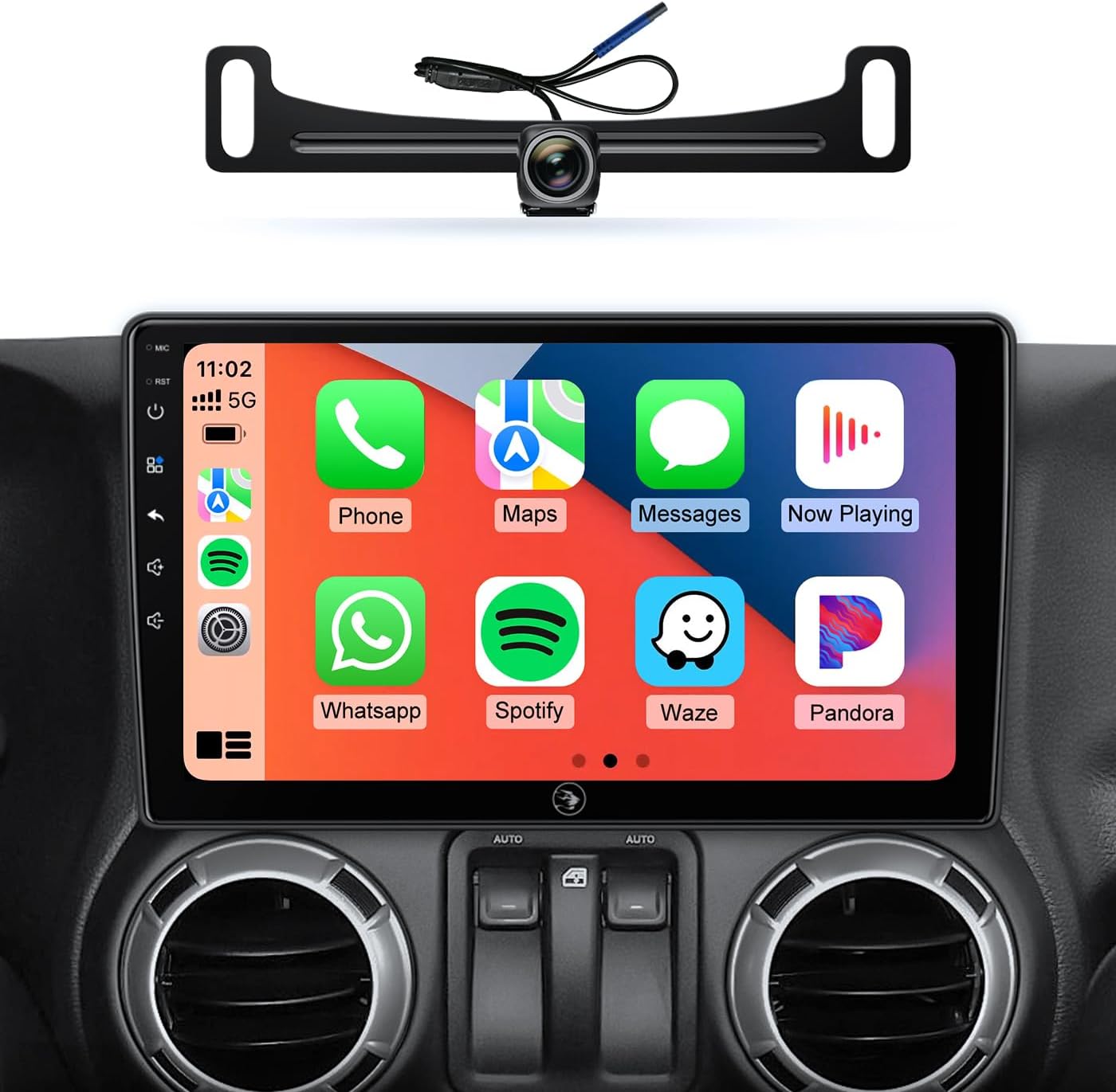 Car Radio Stereo Upgrade for Jeep Wrangler JK Compass Grand Cherokee Dodge Ram with Wireless CarPlay/Android Auto/10.2'' TouchScreen/Android13/GPS Navigation/Backup Camera (New-HC-Jeep 2+32G)
