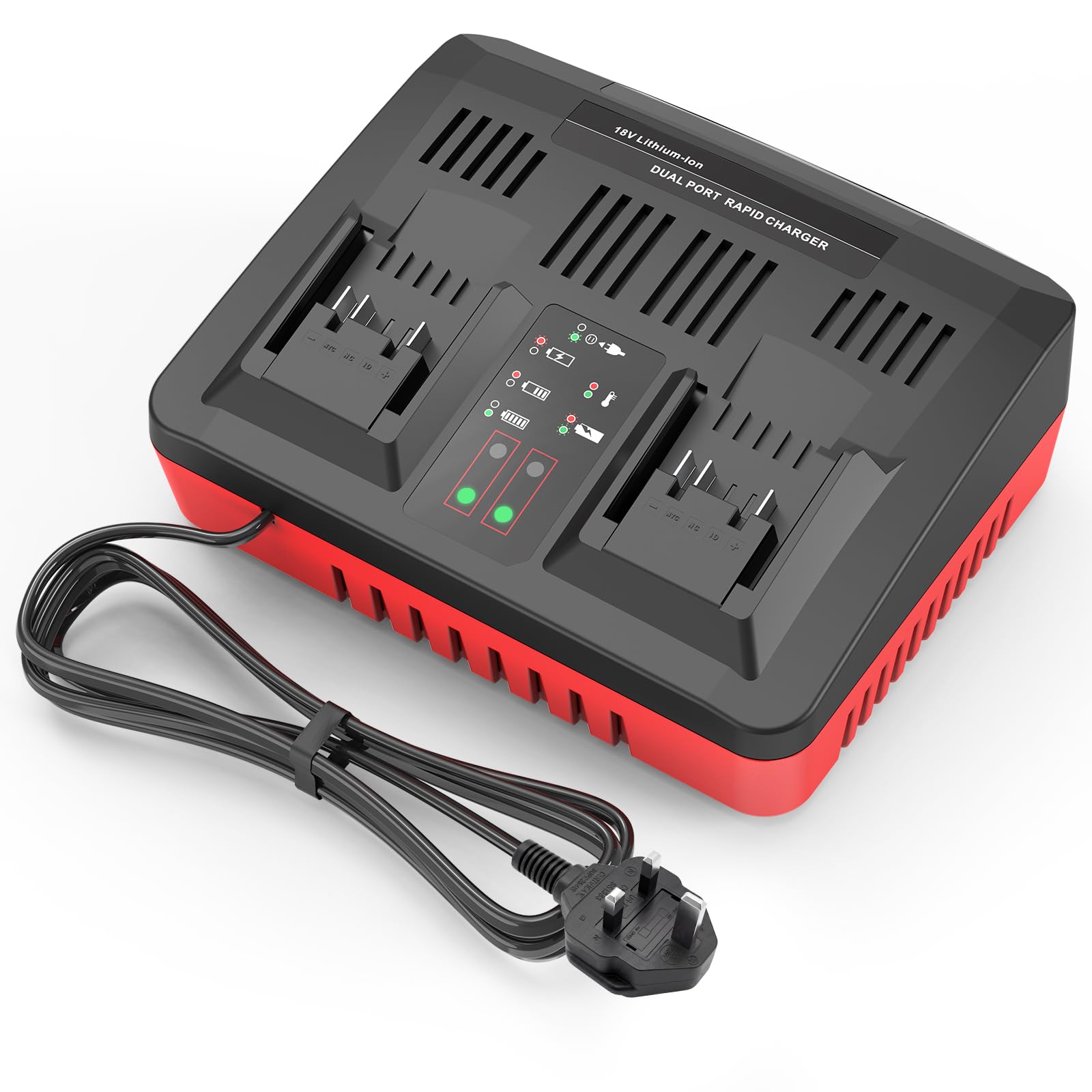 KEATFE Dual Ports 3A Charger for Einhell Power X-Change Battery, 18V Dual Port Fast Charger Compatible with Einhell Electrical Tools Battery with LED Indicator
