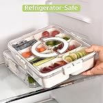 Boîte à collations 8 Boîte de séparation de compartiment, bac de service divisé avec couvercle et poignée - Conteneur de charcuterie pour plaques de snack portatives - Organisateur clair pour les bonbons, les fruits, les noix - Parfait pour la fête