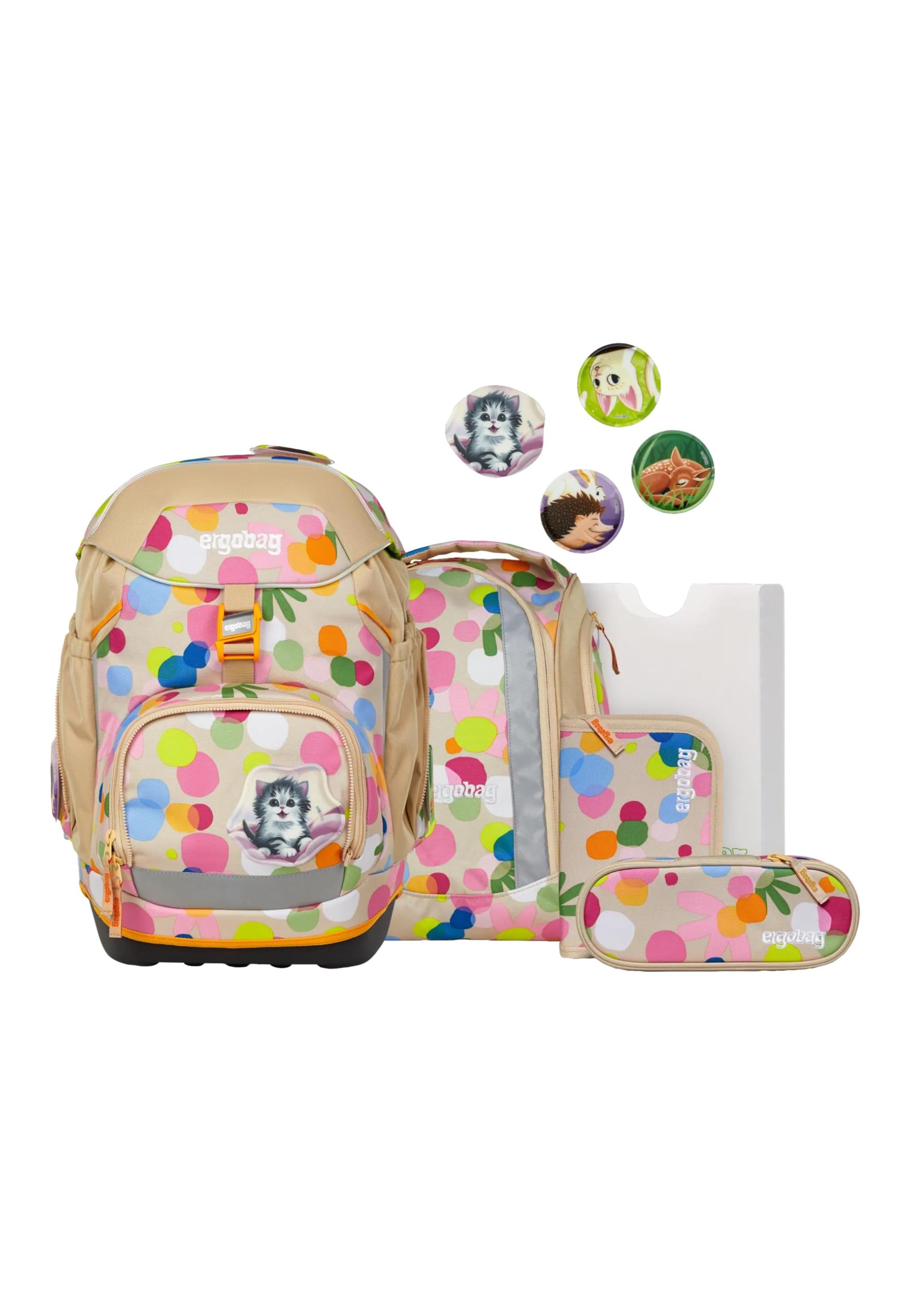 ergobag Tornister szkolny zestaw, Flower Powbär - beżowy, Rozmiar