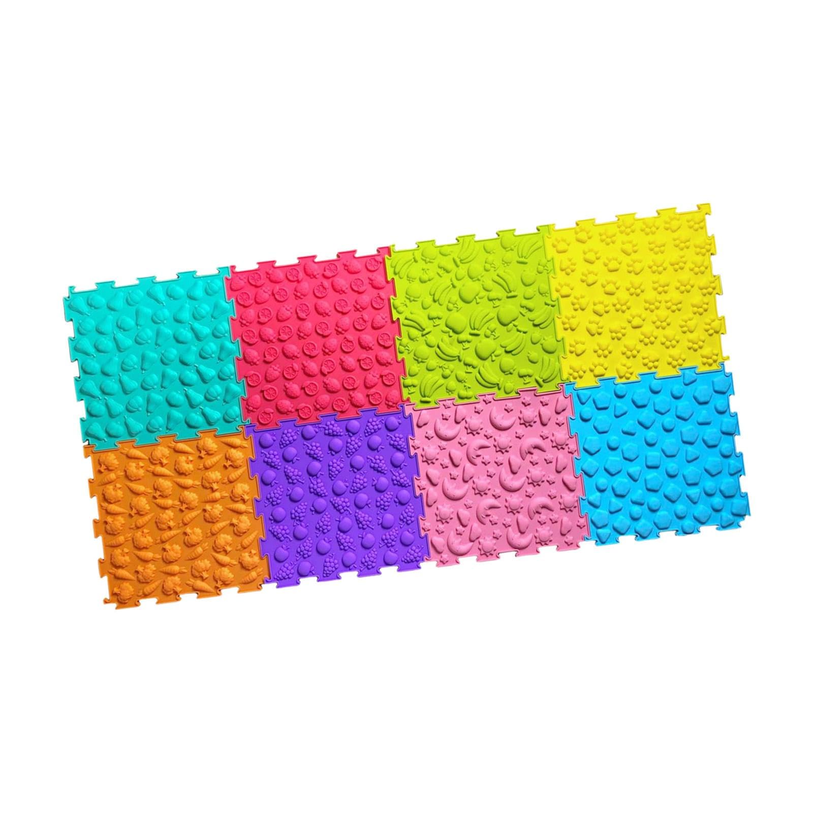 10 Stück Massage Bodenmatte Kinder Sinnesmatte Puzzlematte Fliesen Teppich für Sensorische Integration Motorikraum Spielzimmer, 8 Stück