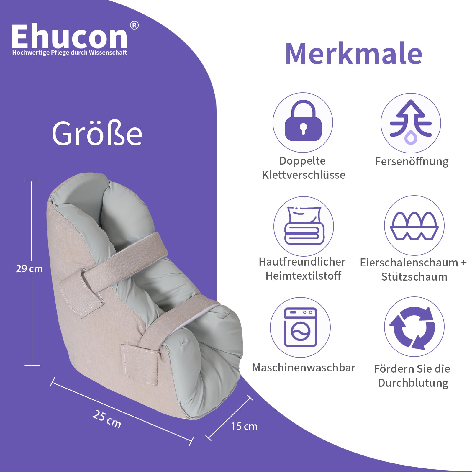 Protector de talón, cojín antipuntos de presión, almohadillas para pies para pacientes postrados en cama, cojín para tobillo, protector de talón para dolor de talón (cantidad: 1 unidad)