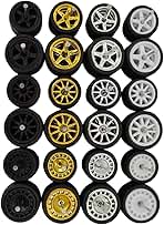 1/64 Scale Progressive Rubber Wheels Set | 10-Pack Random Wheel Designs in Two Sizes (10.5mm & 13mm) | Custom Upgrade Tires for Hot Wheels, Matchbox, Mini GT, Greenlight, Auto World & Diecast Cars