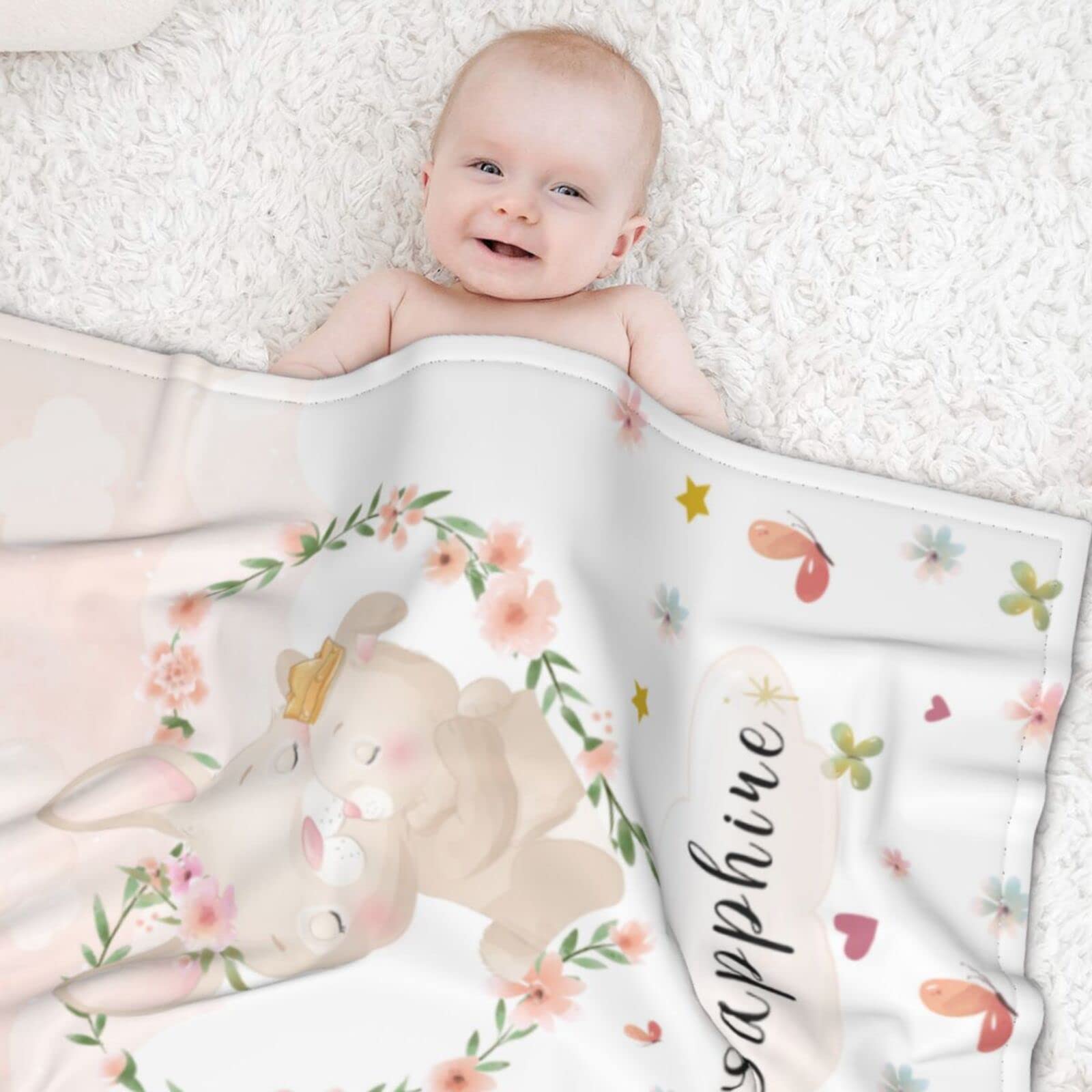 Coperta Neonato Personalizzata Con Nome - 150x100cm In Pile Per Foto Mesi/Settimane E Regali - Foto 7