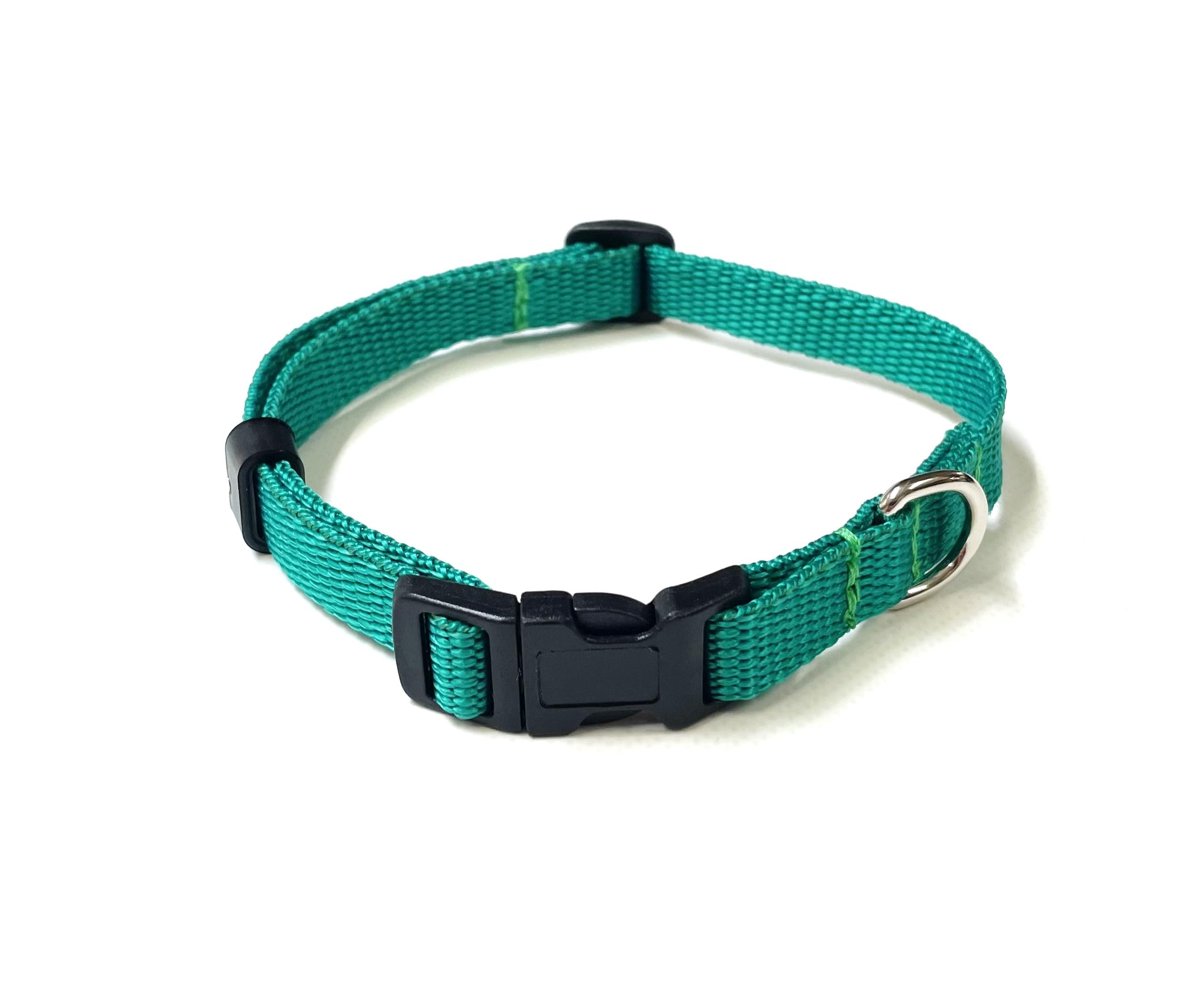 Puppy Collar Small Dog Collar Adjustable Strong Durable Training Walking 13mm Webbing (X-Small (8" - 11"), Emerald Green) — image 1