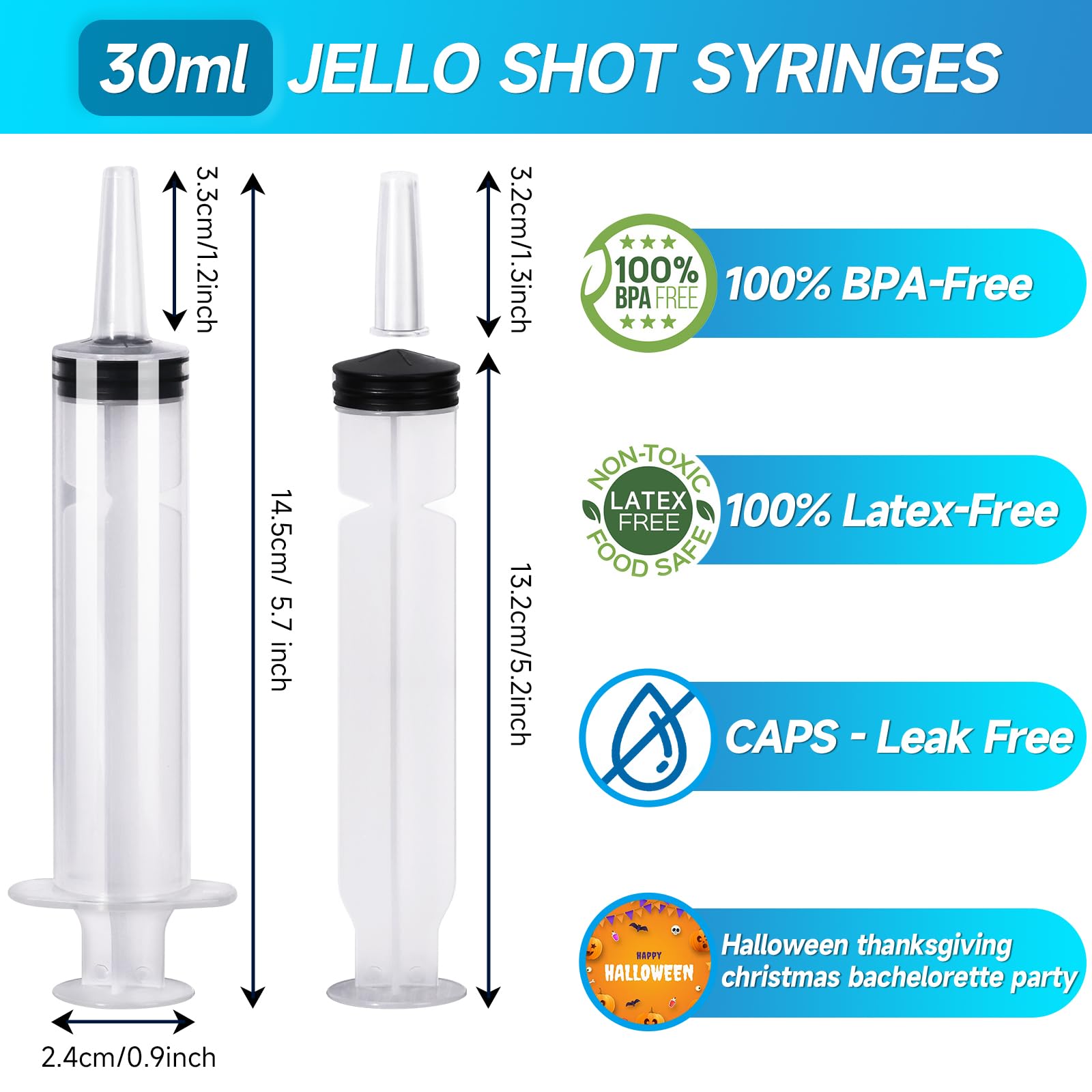 30ml Jello Shot Syringes 100 Pack with Tip Cap for Adults Kids — Amazon image 2