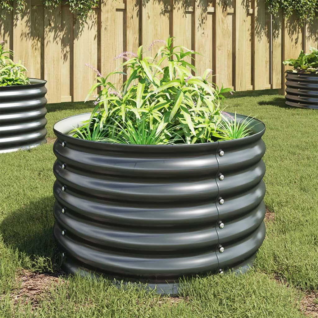 Durable Gray Galvanized Steel Raised Garden Bed, 31.5"x31.5"x17.3"